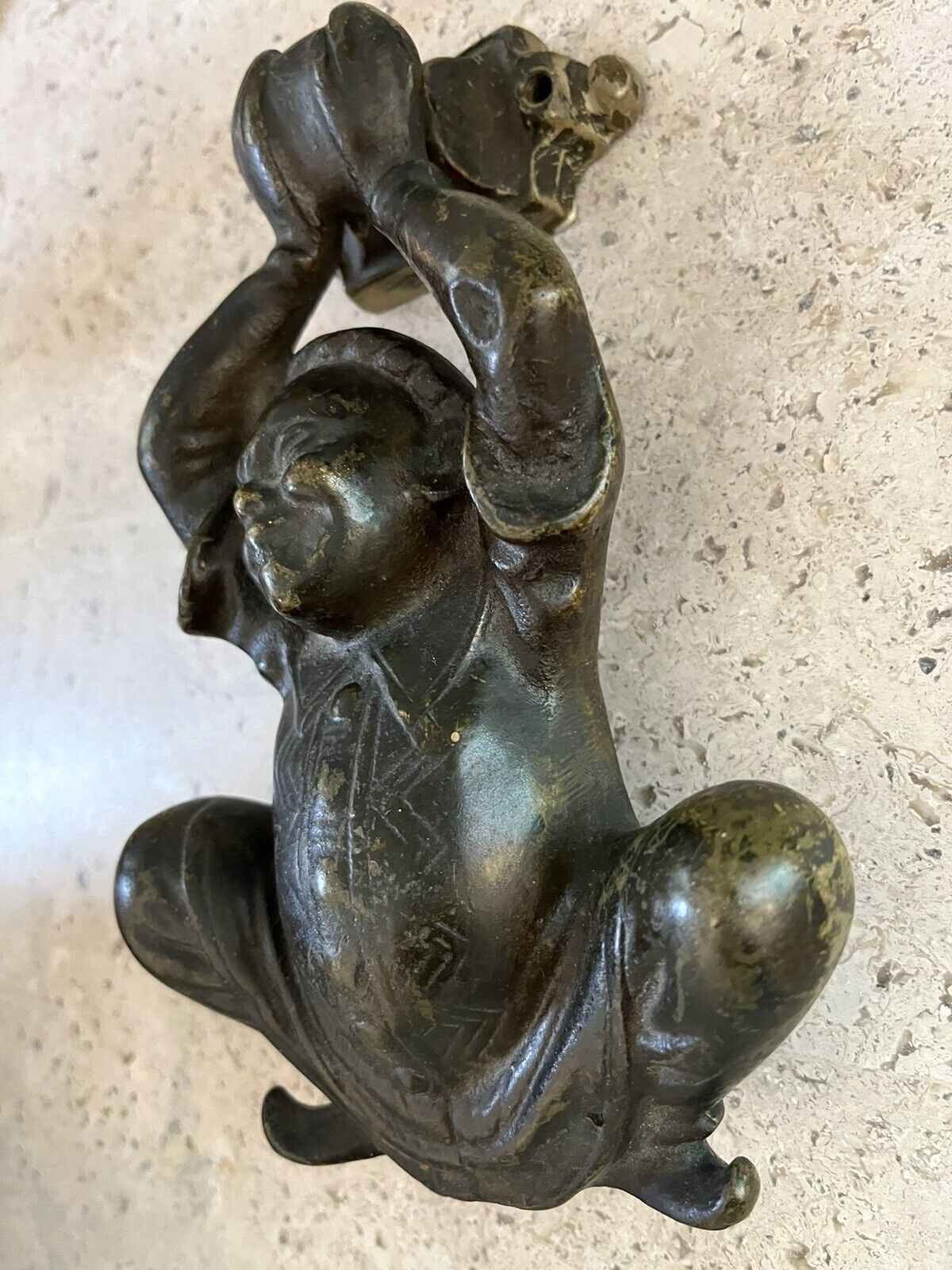 8″ ANTIQUE c.1883 VICTORIAN CHINESE JESTER ARCHITECTURAL SALVAGE DOORKNOCKER