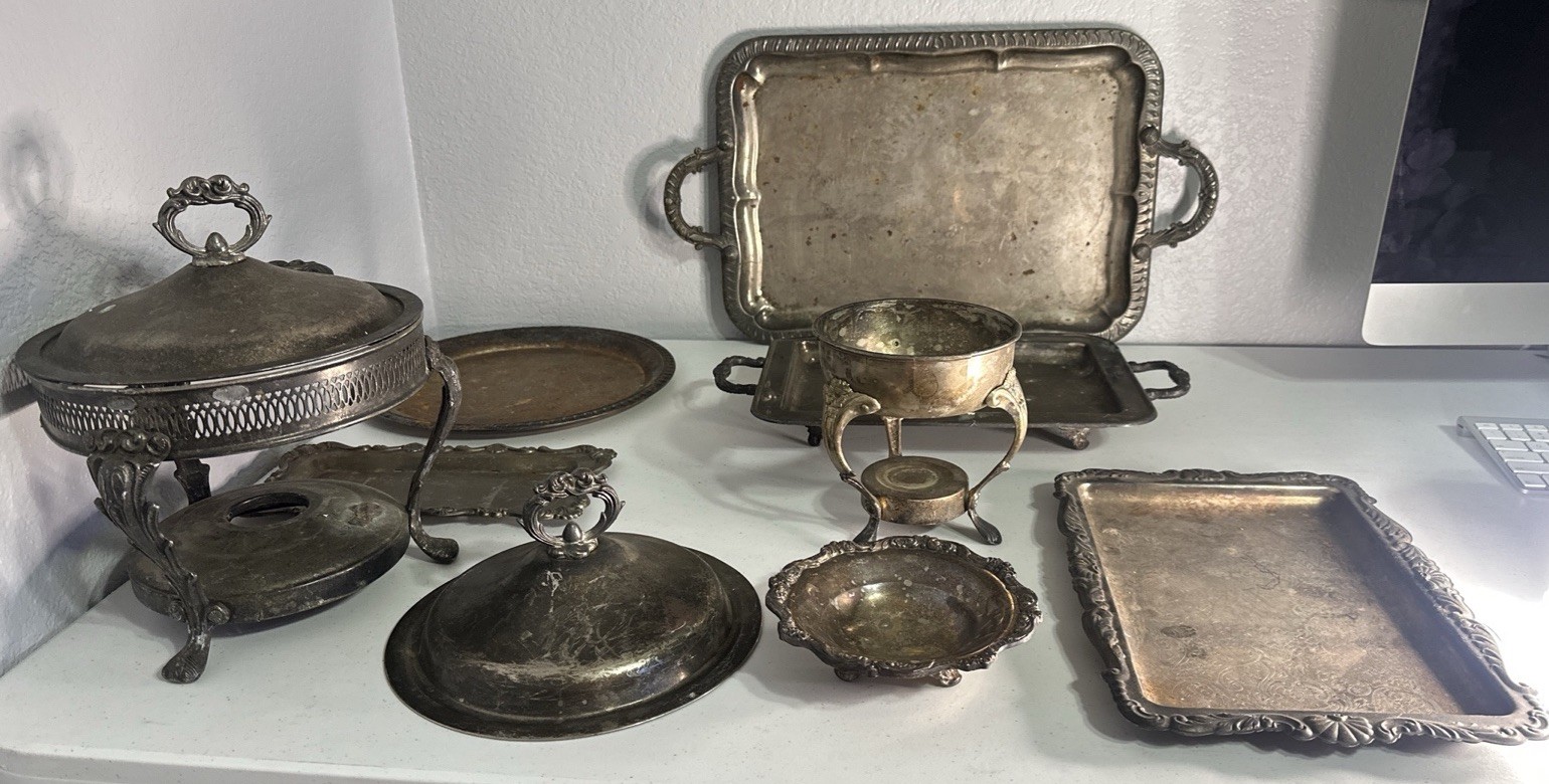 Antique Silver Plated Serving Lot Of 10 Pieces. Leonard Silver
