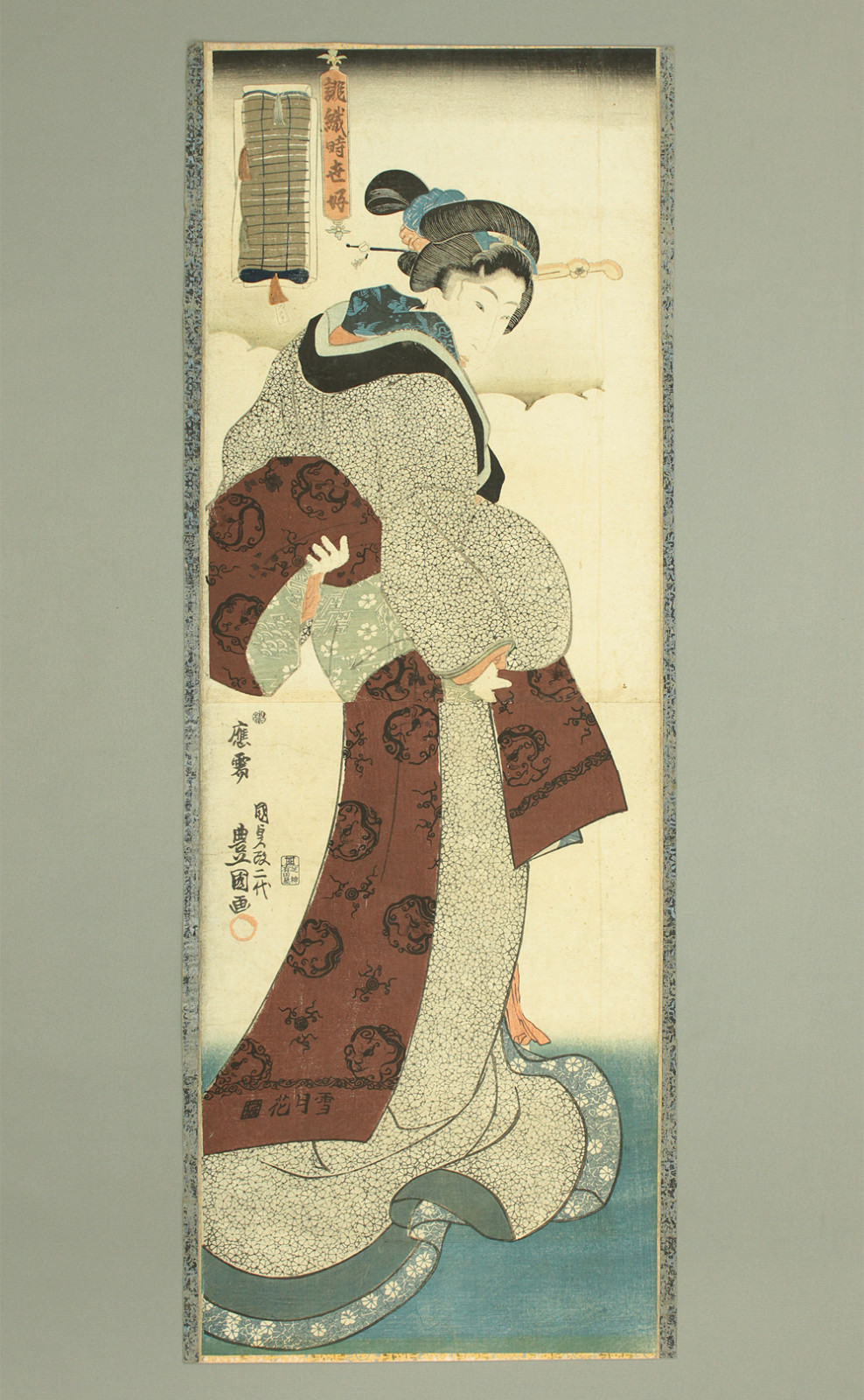 Utagawa Kunisada (1786-1865) Original Vertical Diptych Woodblock prints / Woman