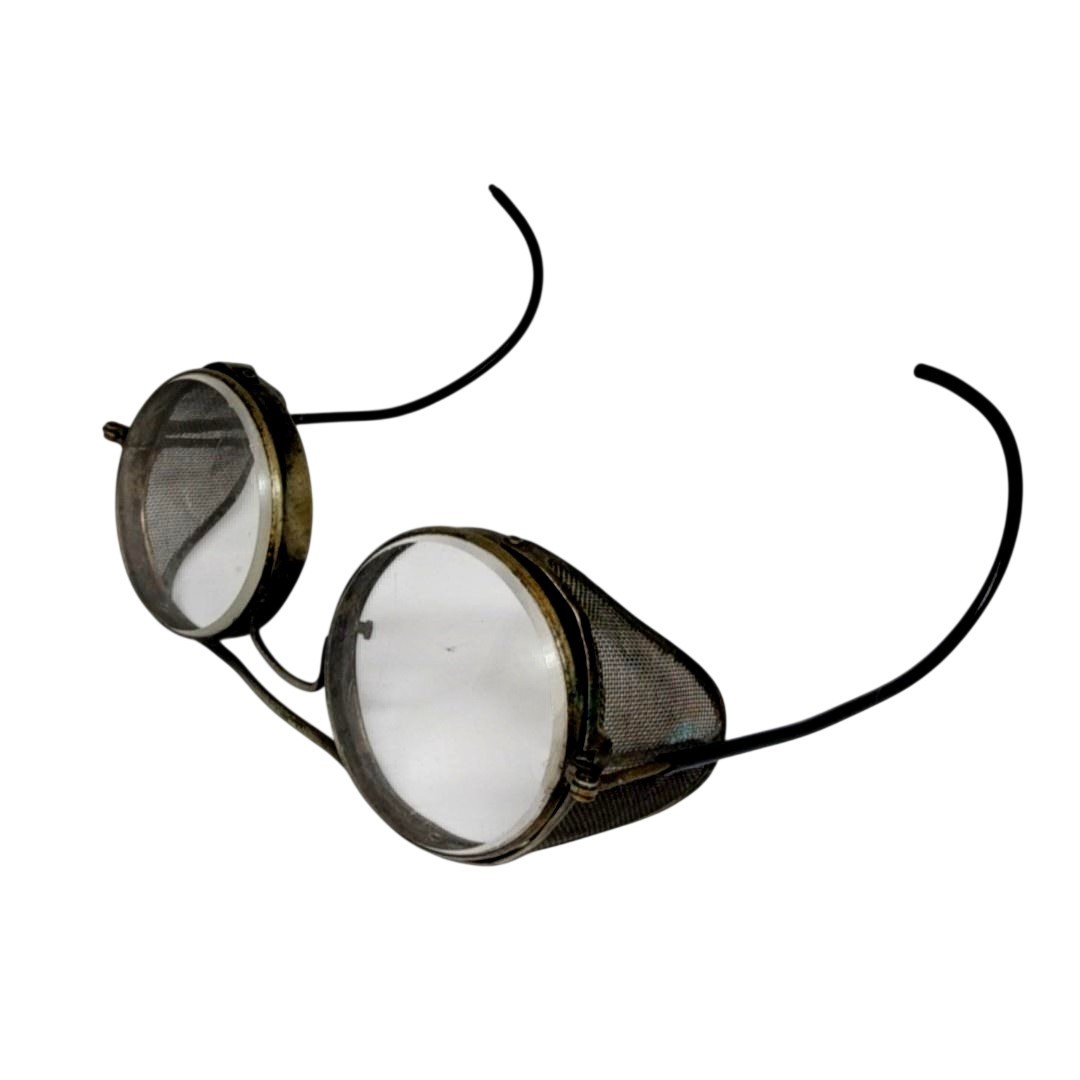 Vintage Standard Wire Mesh Safety Goggles Industrial Metal Steampunk Glasses USA