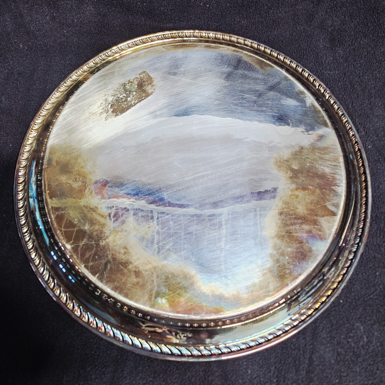 (2) Plates – International Silver Co & Oneida Silver Plated Trays 12″