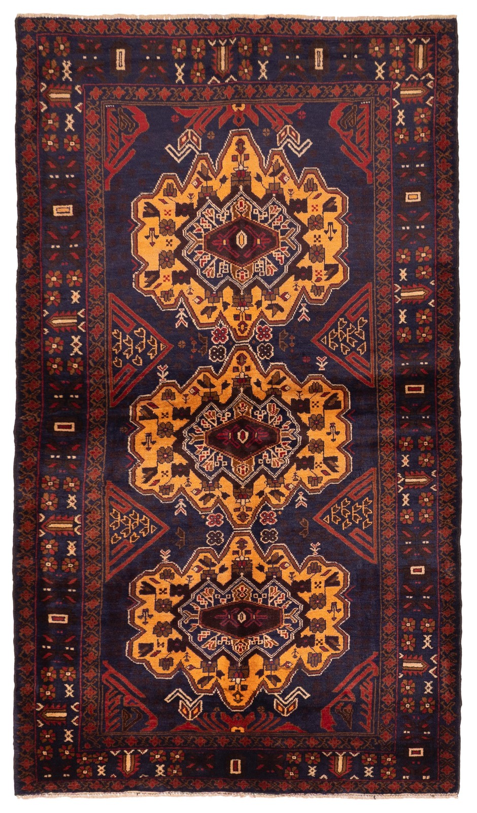 Vintage Hand-knotted Runner Rug 3’11” x 7’3″ Traditional Oriental Wool Carpet
