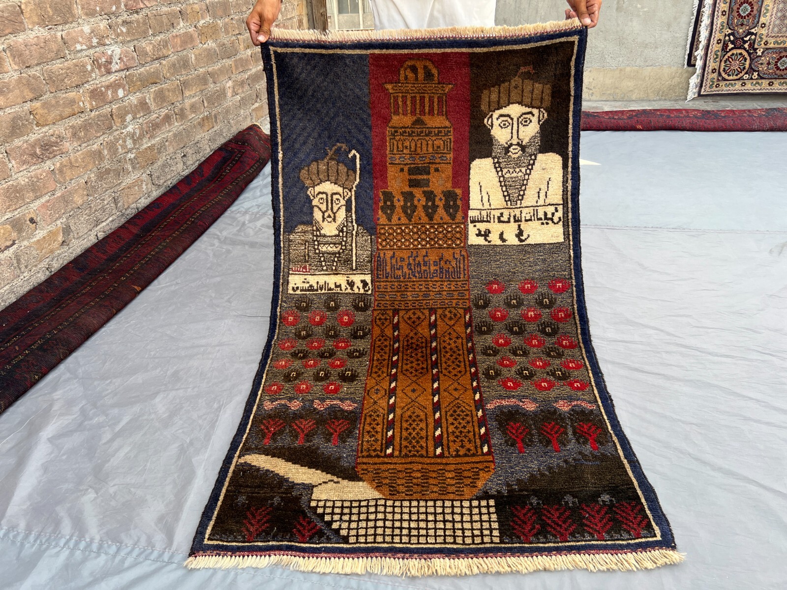 2’8 x 4’7 ft Afghan Pictorial Rug – Hand-Knotted Wool Art Carpet | Vintage Decor