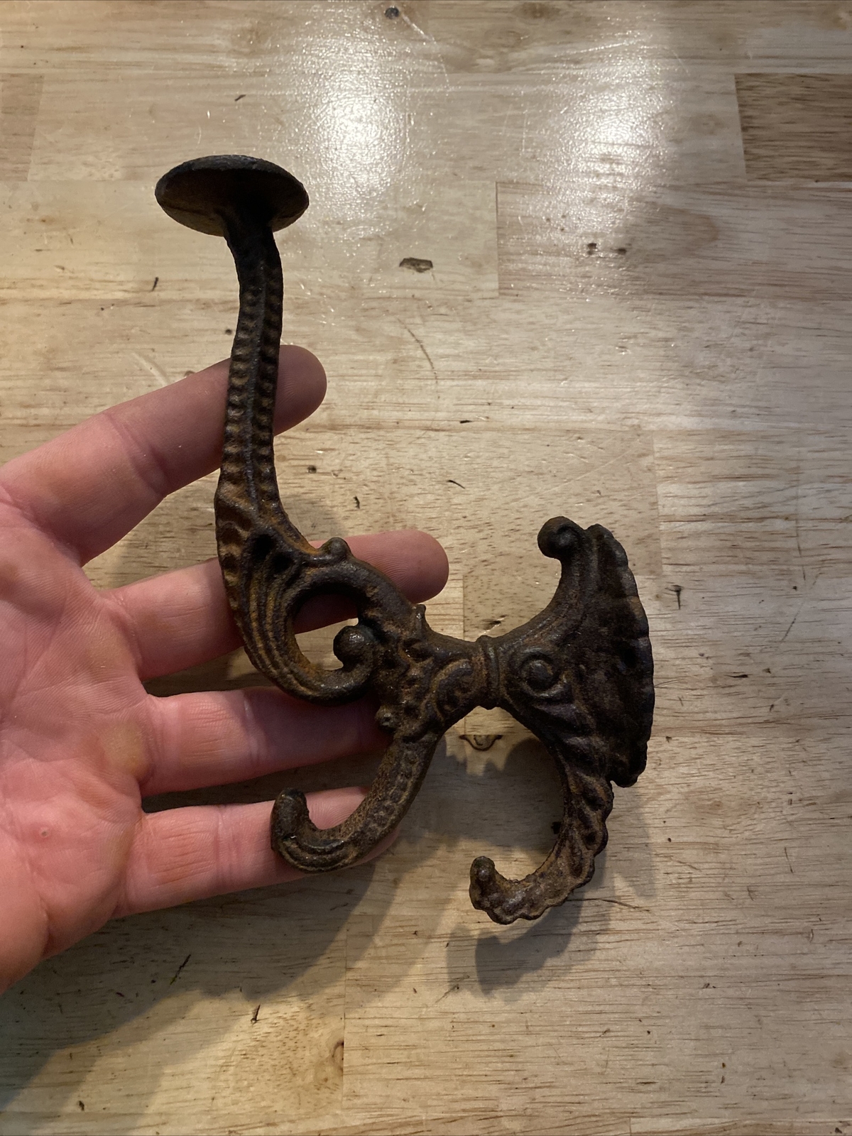 Victorian Cast Iron Coat Hook Patina Collector Home Office Cathedral Hat Rack