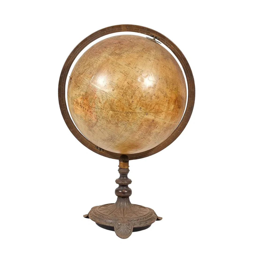 C.1890 HERMANN SCHEDLER TERRESTRIAL 12 INCH GLOBE ON STAND – BEST OFFER
