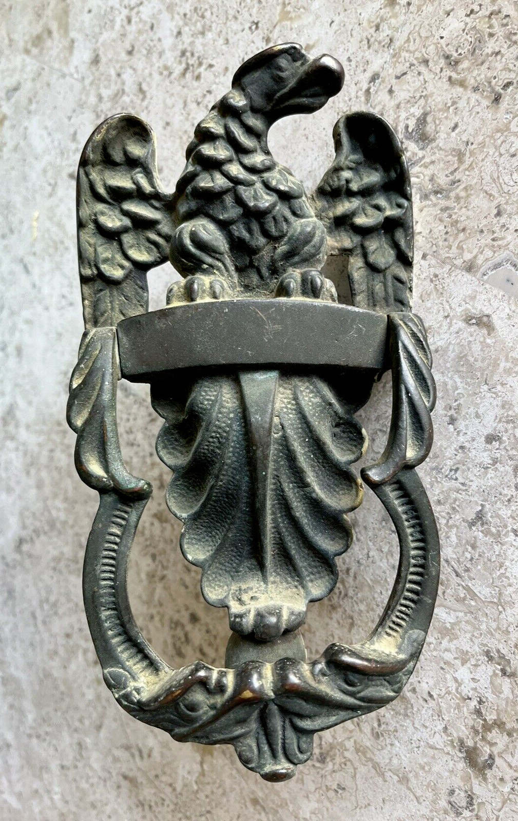 ANTIQUE 1914 BRONZE BRASS AMERICAN EAGLE ARCHITECTURAL SALVAGE DOORKNOCKER