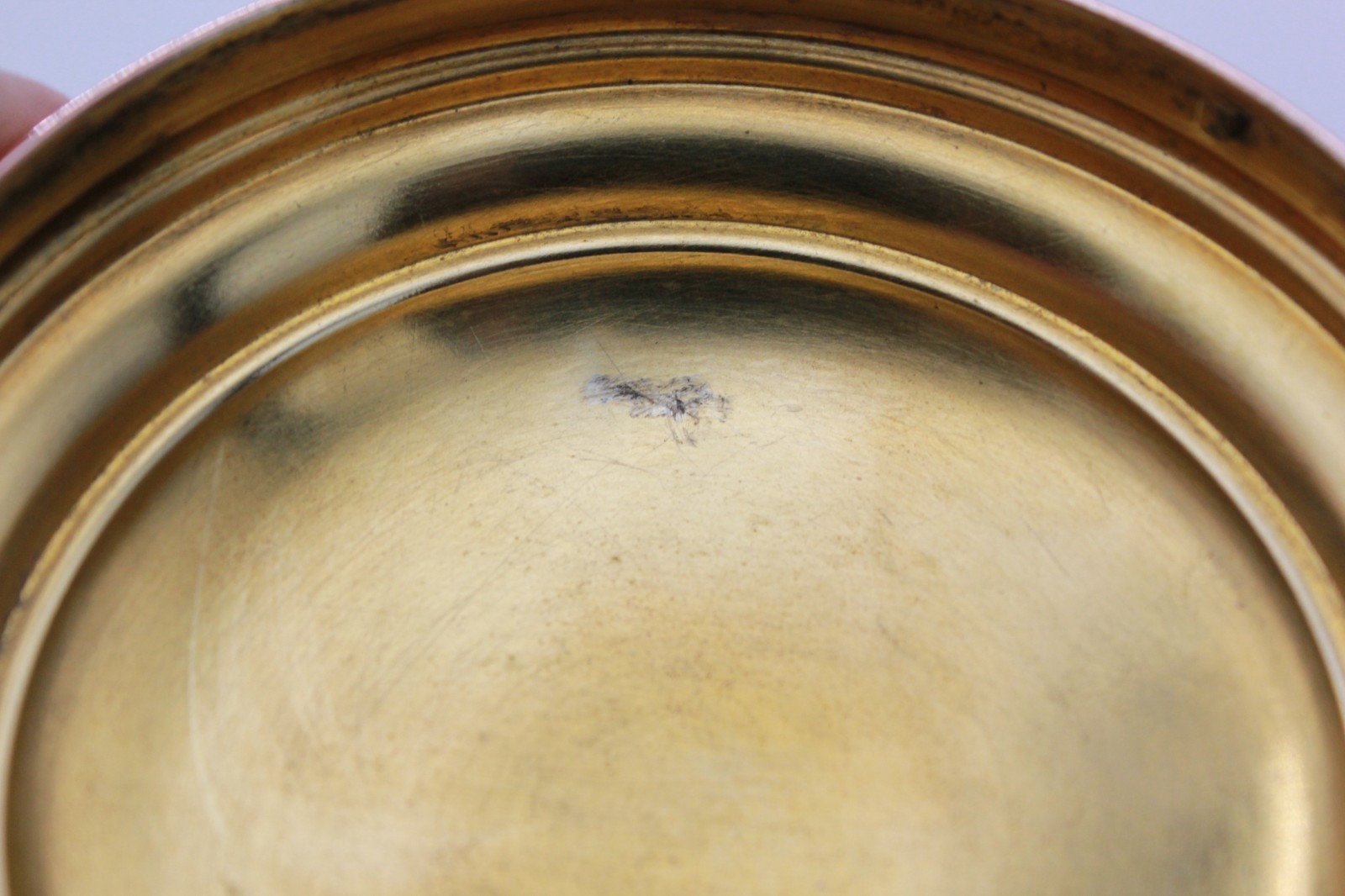French 19th century travelling jar with lid, makers mark stamped.