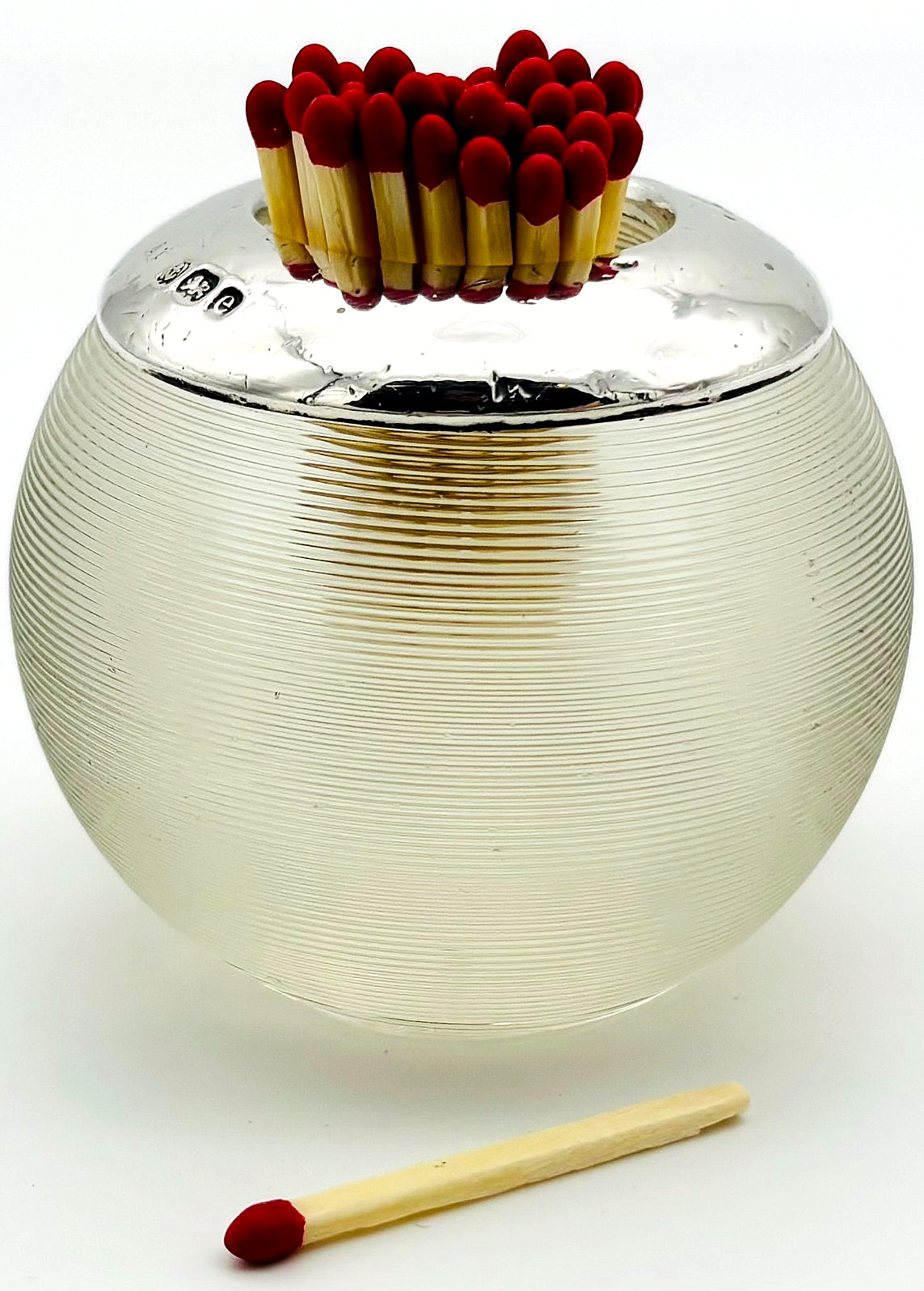 Silver Mounted Globe Match Striker by Adolph Frankau – 1904 – Med Size