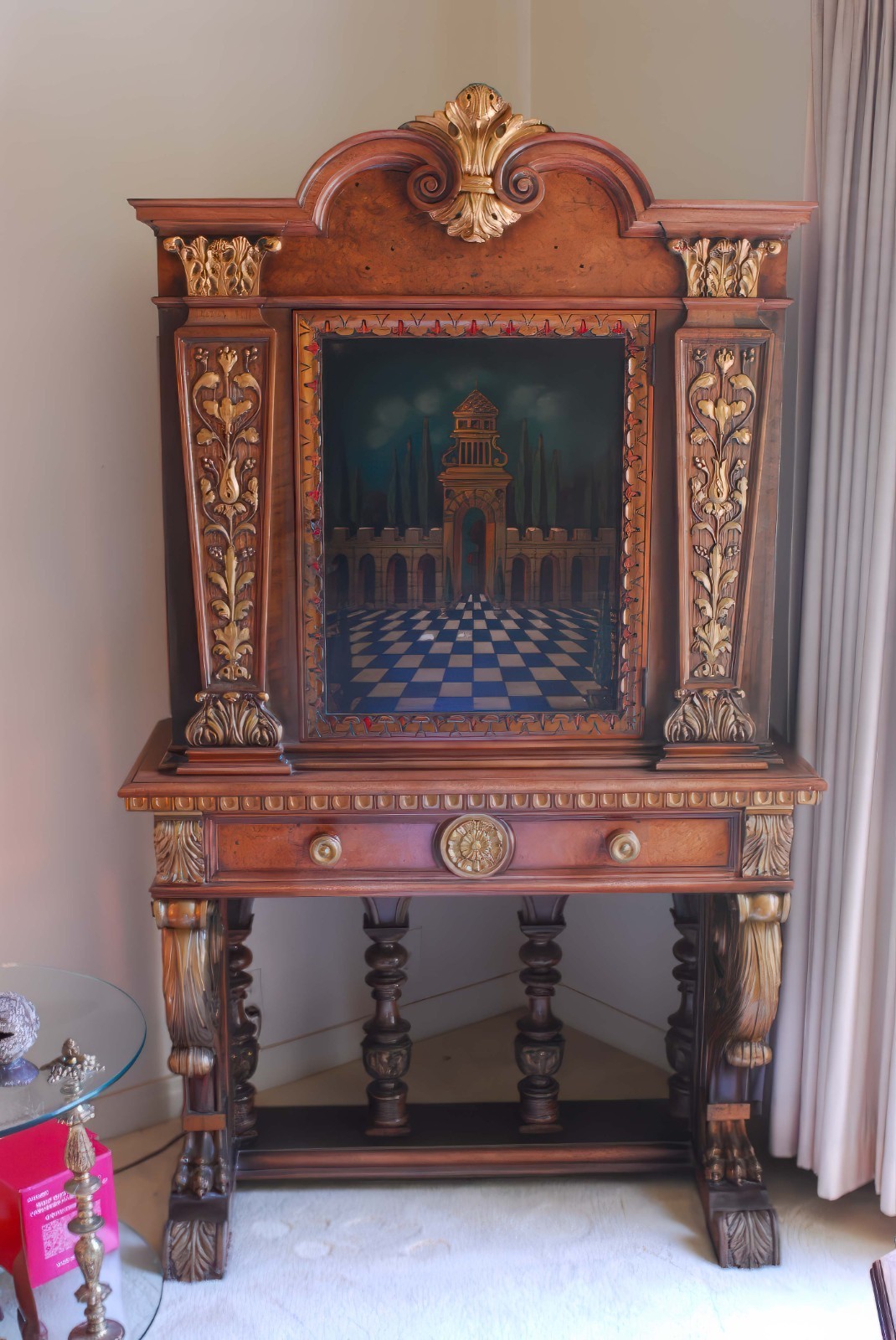 Berkey & Gay Hand-Painted Antique Cabinet
