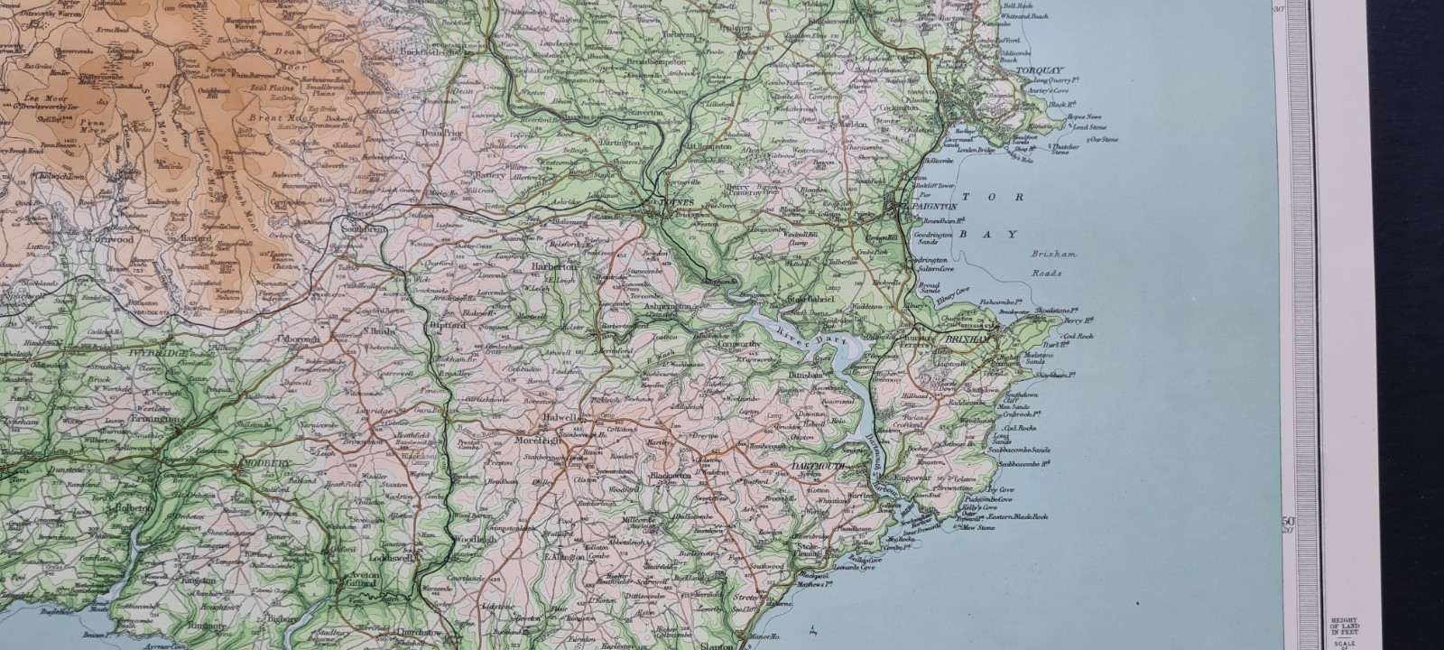 Antique 1903 Map – Dartmoor – Devon – Torquay – Brixham – Plymouth Bartholomew
