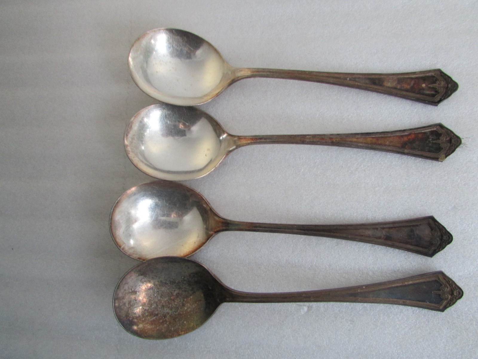 4 Oneida Community Reliance Plate Silverplate Flatware Andover Soup Spoons gumbo