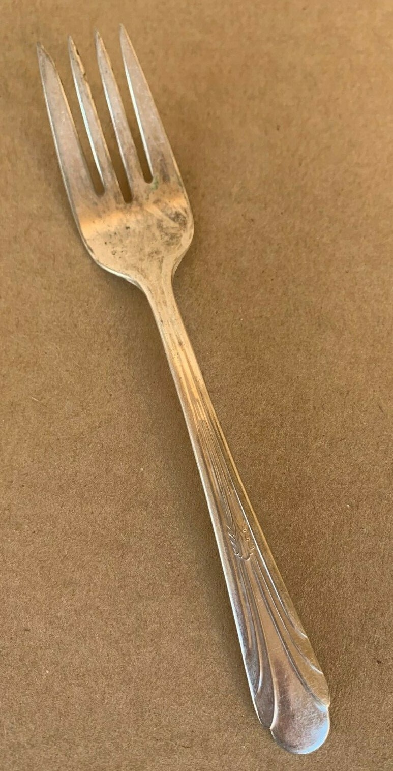 1 Salad Fork Monroe Silver Co Brandon Plume IS Silverplate Silver Plate Antique