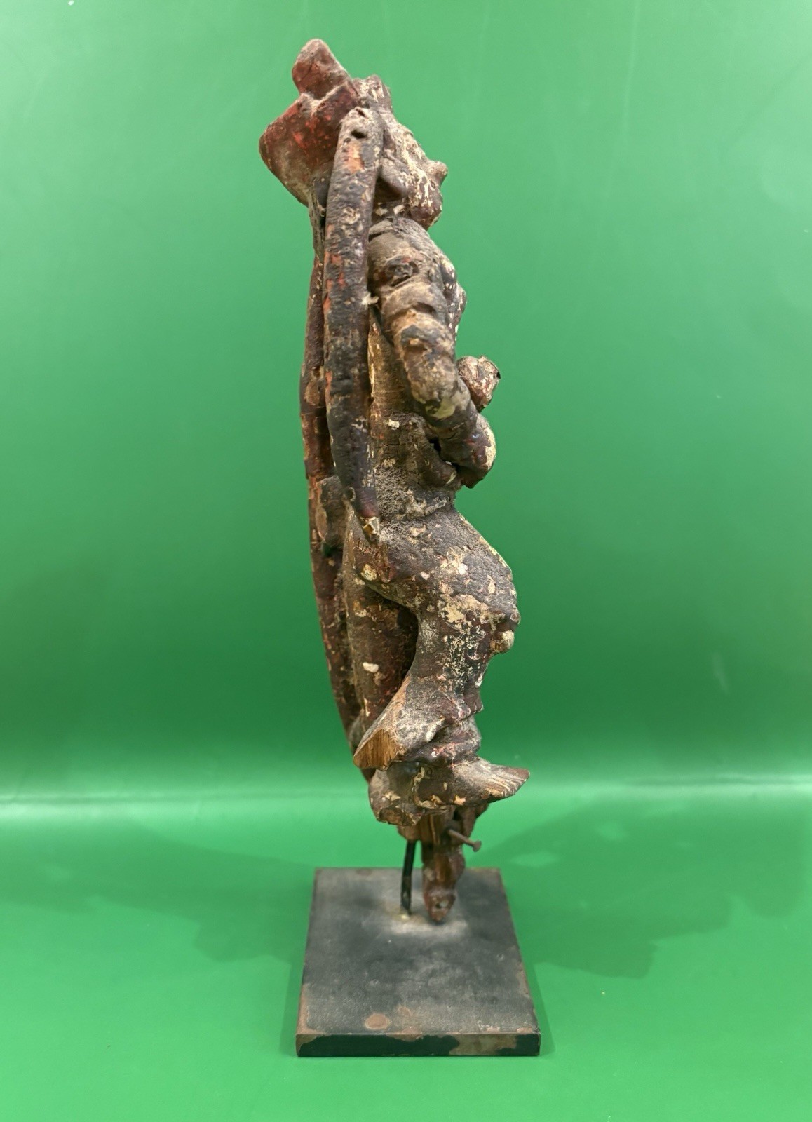 ANCIENT PARVATI STATUE INDIA HINDU SHIVA WOOD & POLYCHROME 17TH CENTURY ANTIQUE