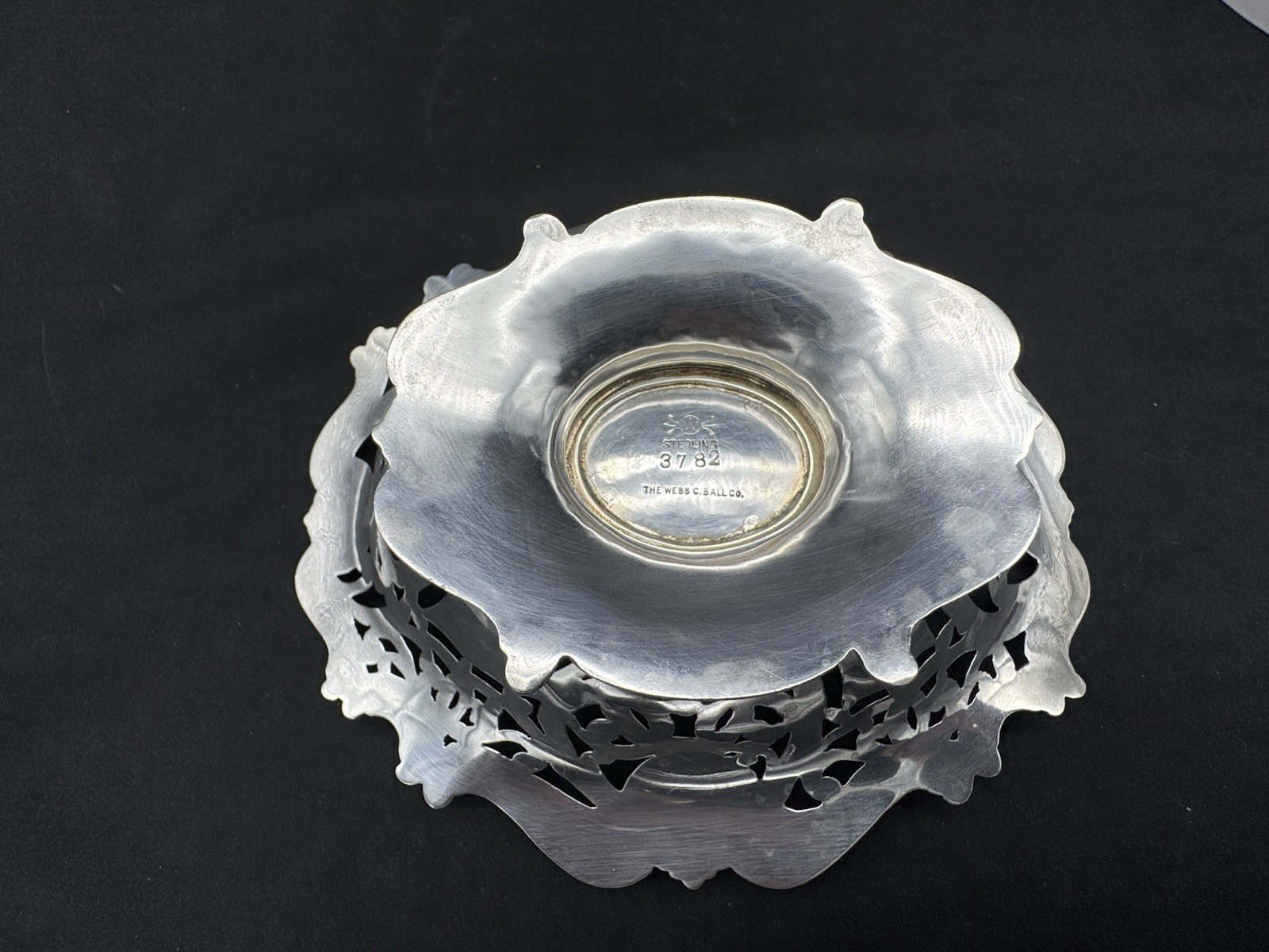 Antique Frank M. Whiting Sterling Silver Pierced Footed Bowl, 110 grams