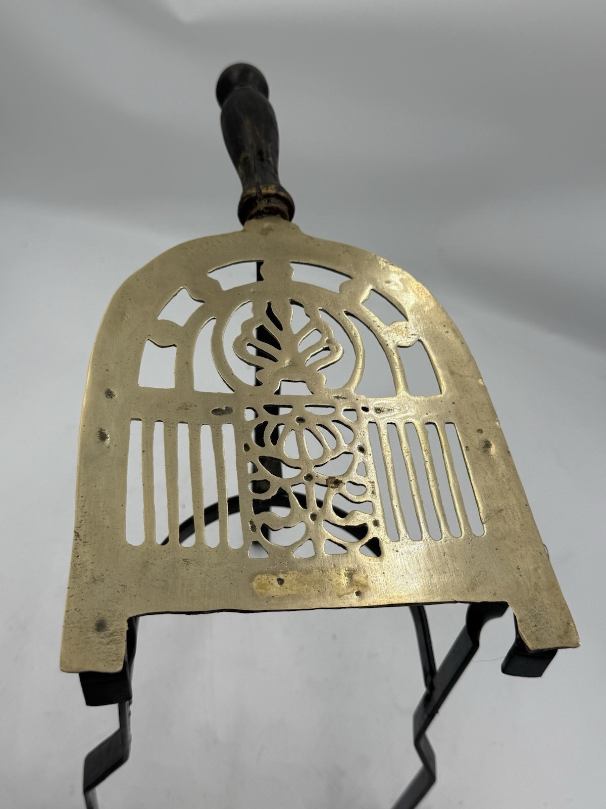 🌟Fireplace TRIVET, Kettle Stand, Solid Brass & Wrought Iron, Penny Foot, 12″🌟