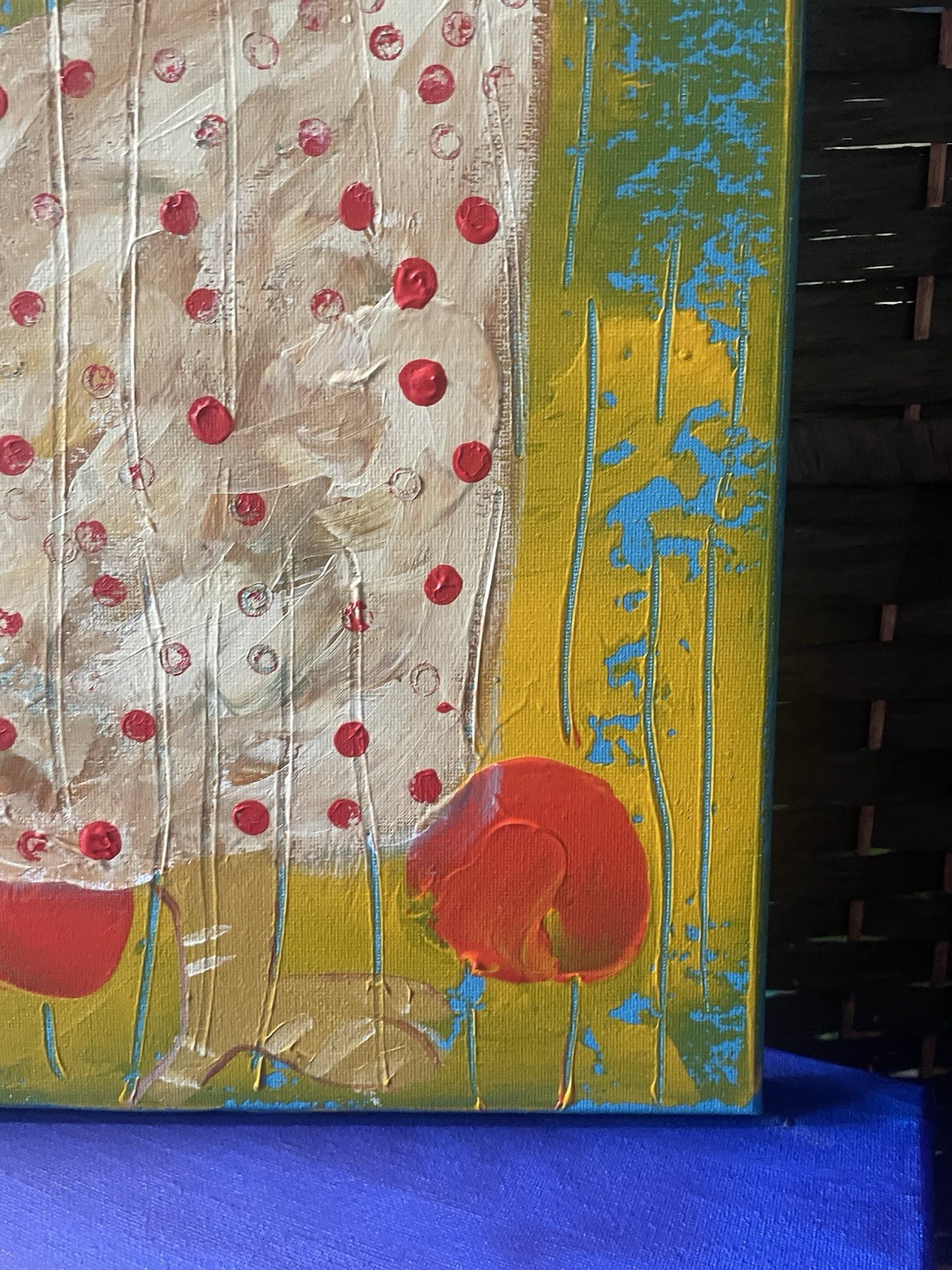 Chicken Hen Original Brut Folk Art 14 X 14 X3/4” Wrapped Canvas Annette Harford