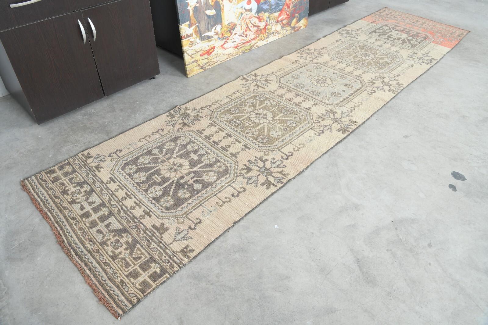 Turkish Rug Runner Hand-Knotted Carpet Vintage Runner Rug Oushak Rug 3×11 ft,410