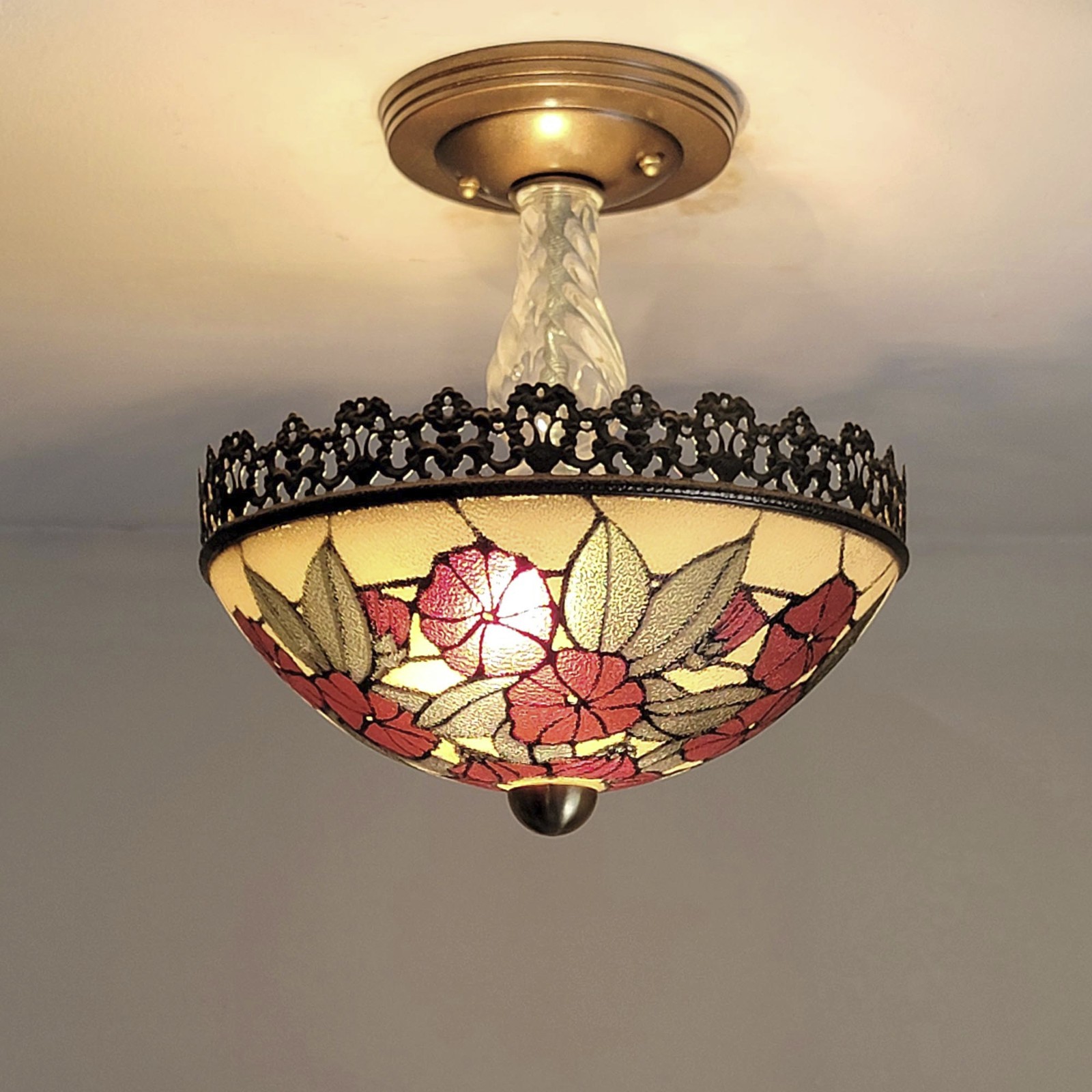 961c Antique vintage Glass Ceiling Lamp Light Fixture chandelier tiffany style