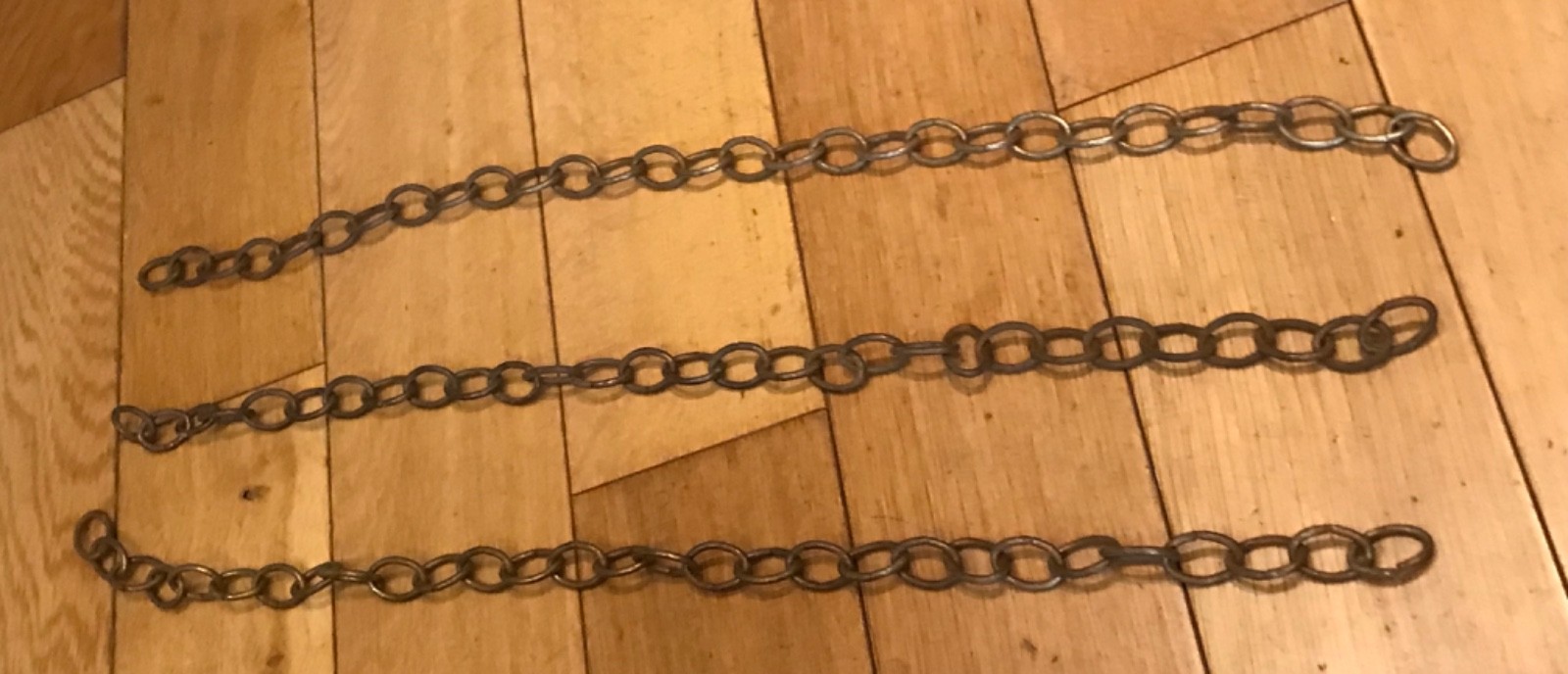 3x Vintage Metal Lantern Chain Light Hanger 570mm Long Salvaged -(DH)