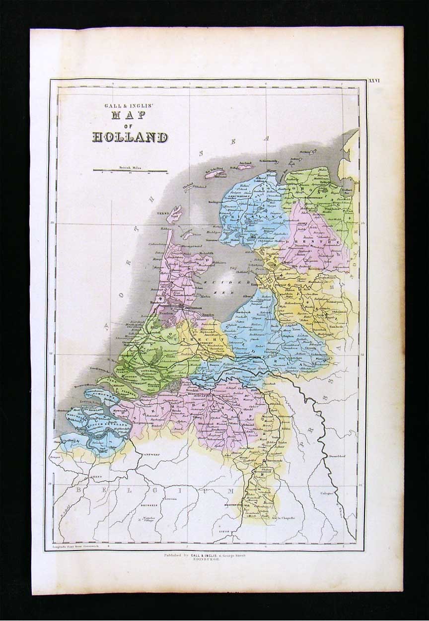 1859 Gall & Inglis Map Holland Amsterdam Rotterdam Hague Utrecht Arnheim Europe