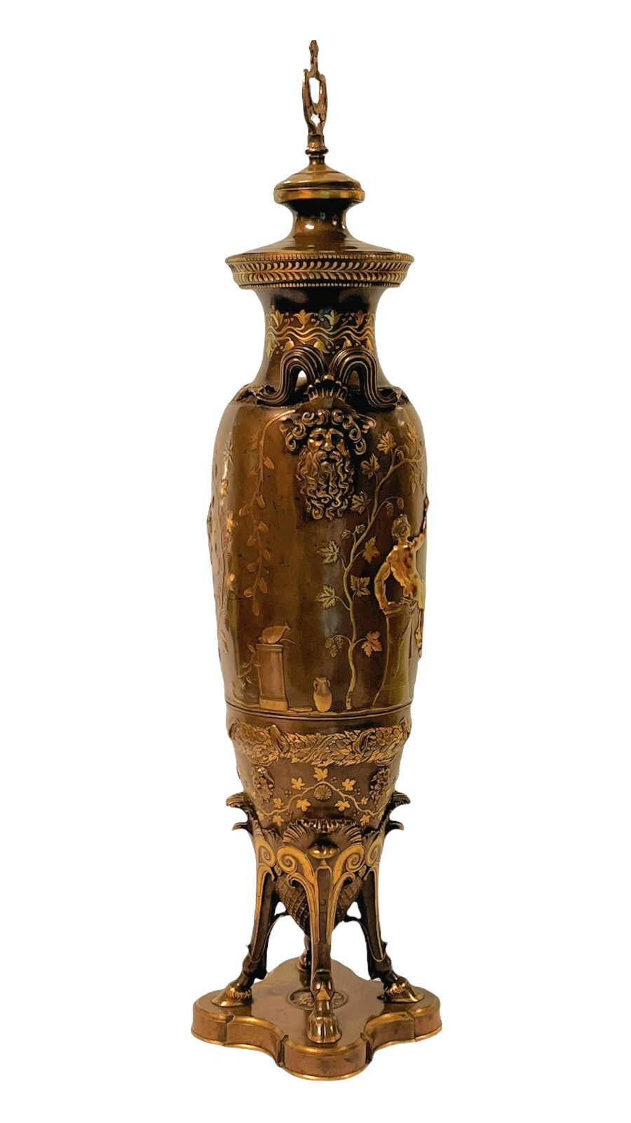 Barbedienne Bacchanalian Bronze Vase by Ferdinand Levillian