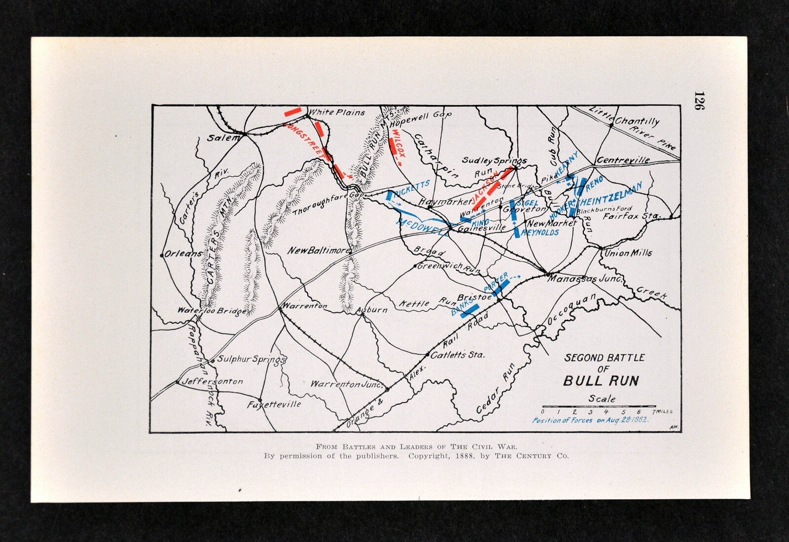Civil War Map Second Battle of Bull Run Manassas Junction Stone Bridge Virginia