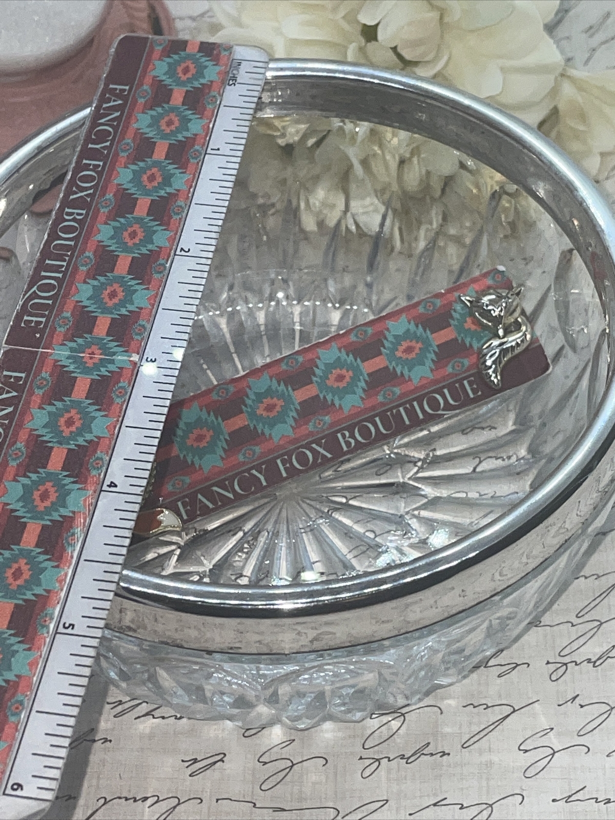 MID CENTURY Leonard Italy Cut Crystal Glass Silverplate Rim Cereal Nut Bowl 5″