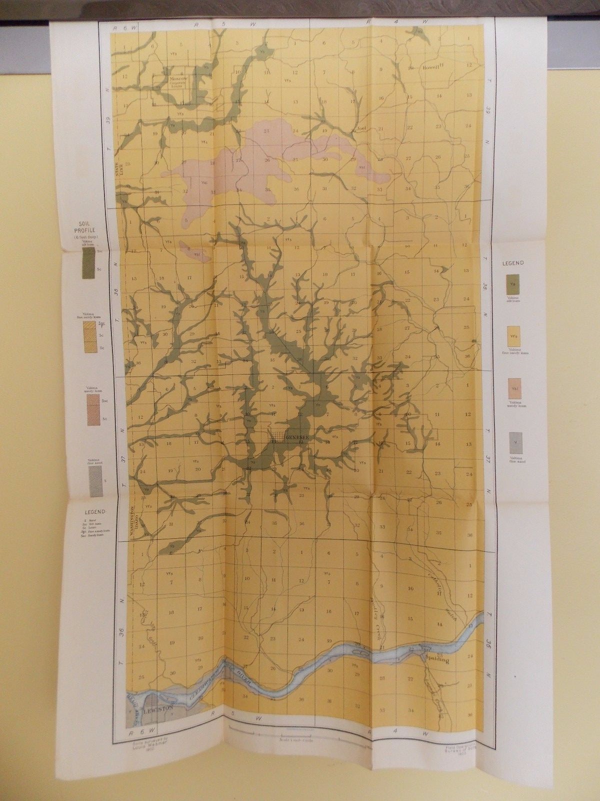 Antique 1902 Map Lewiston Idaho Moscow Genesee Spalding Approx 17X27 #10252