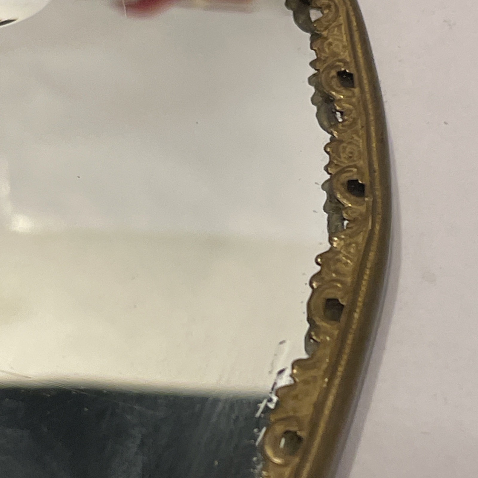 VTG Circular DimpleMagiscope Reverse Cut Optics Filigree Copper Glass Mirror. 9”