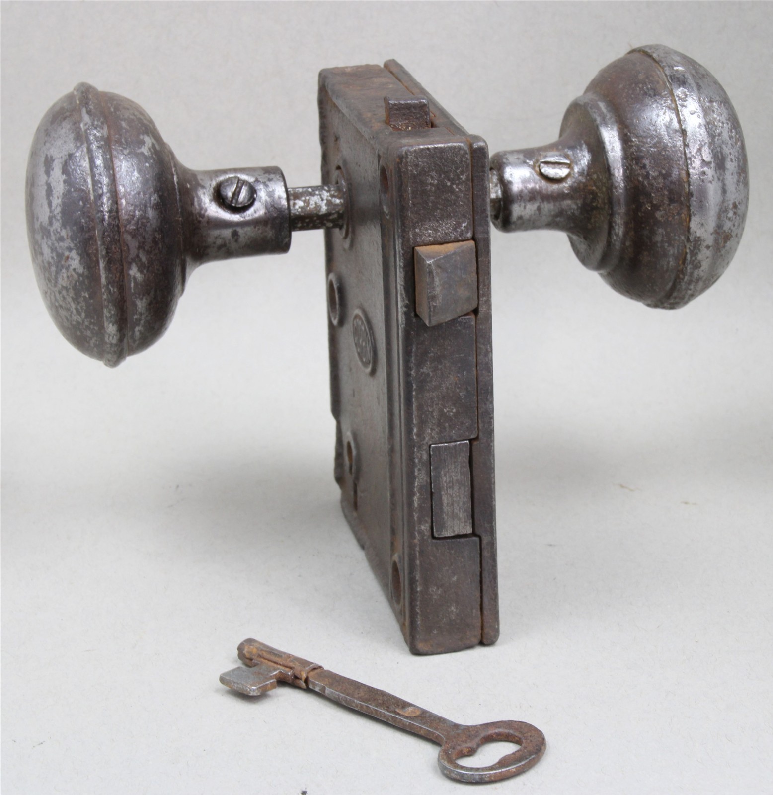 Antique CORBIN Door Mortise Lock Set w/Skeleton Key Metal Door Knobs