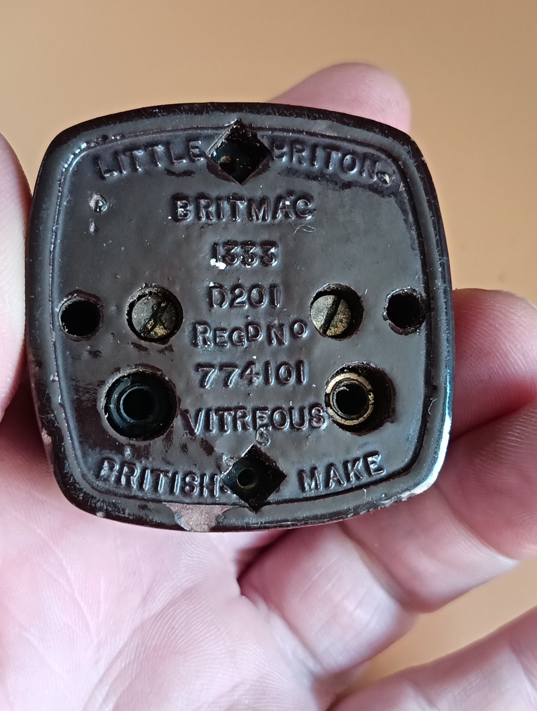 Vintage Bakelite Light Switch britmac Brown square