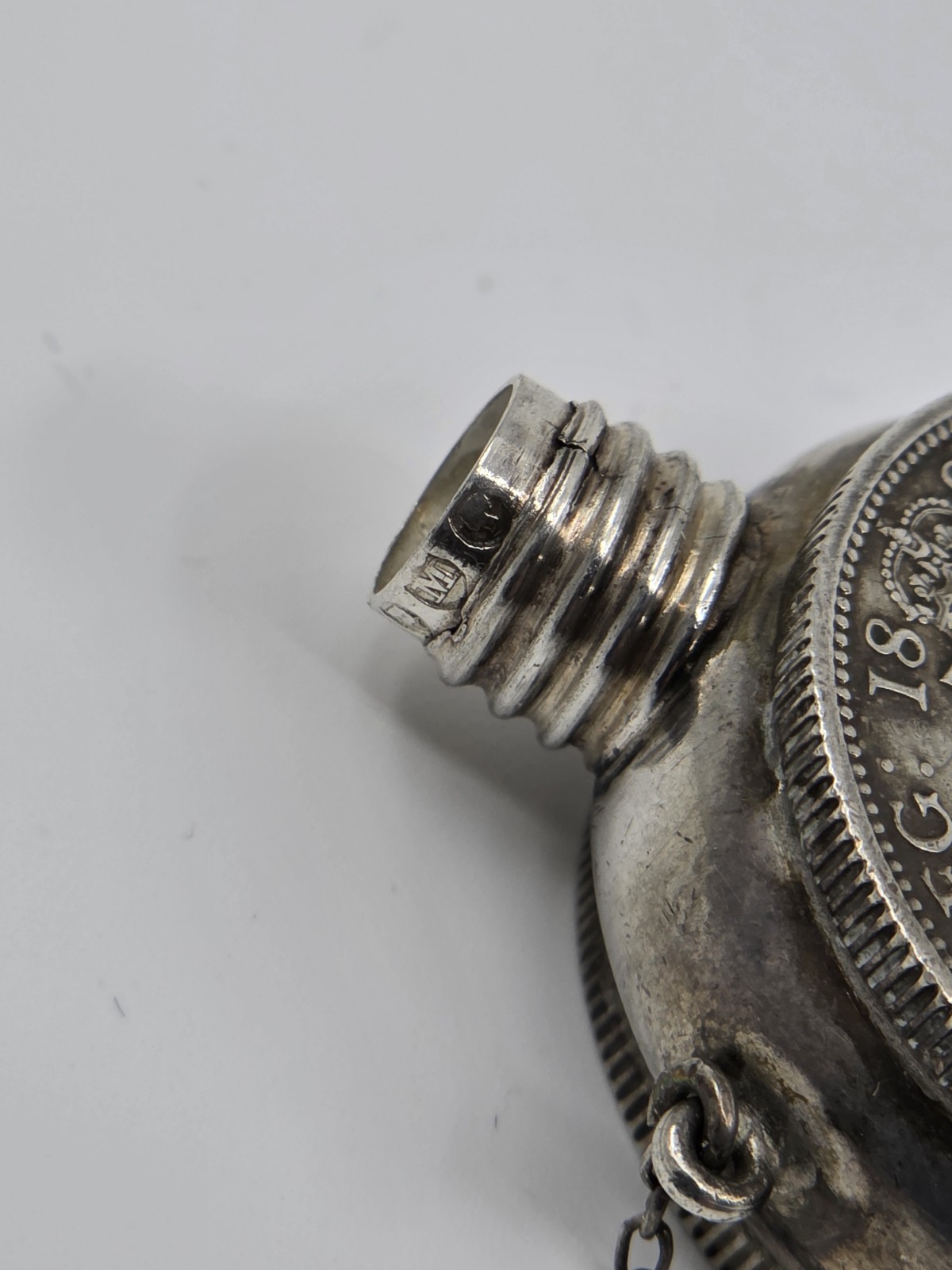 Victorian Solid Silver Scent Bottle Vinaigrette – 1887 Queen Victoria Coin Form