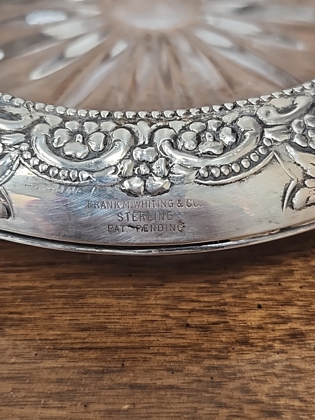 FRANK M WHITING STERLING FLORAL COASTER