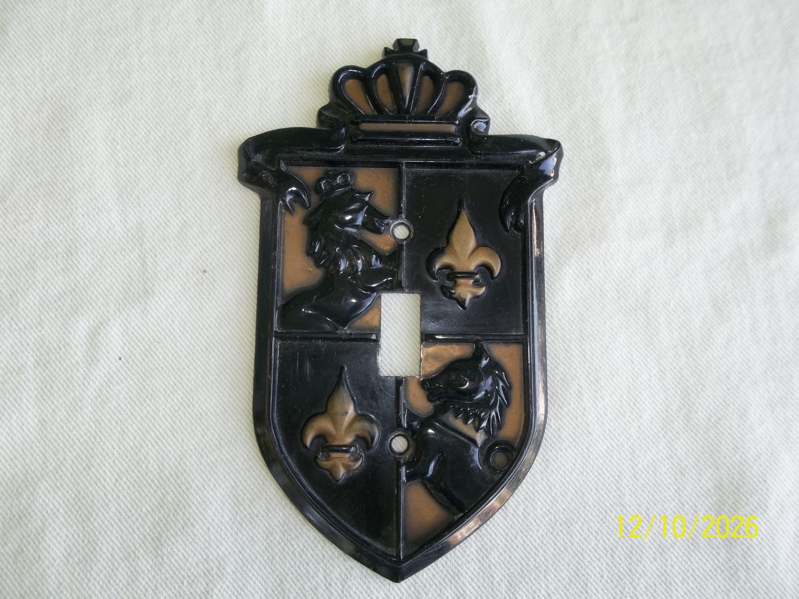 Vintage Crown & Coat of Arms Light Switch Cover- Engel Plastic Prod. Inc.