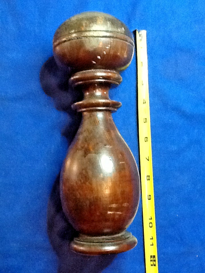 ANTIQUE CANNON BALL FINIAL 11 INCH ROCK MAPLE HAND TURNED 070526A