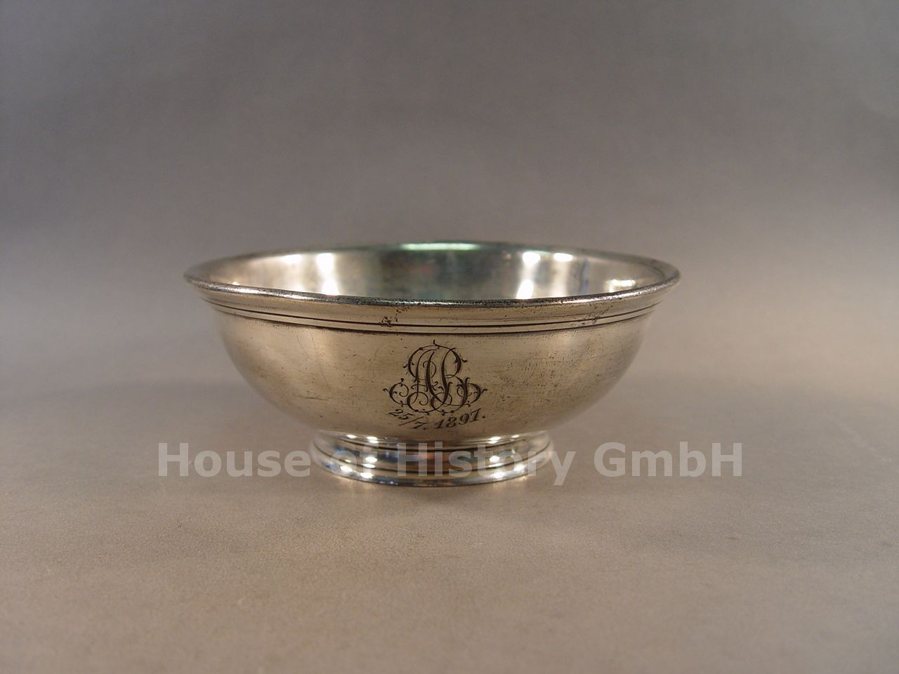 152029 Silver-Plated Gift Bowl Engraving “AR/AB 25 / 7.1897” Gerhardi 1580