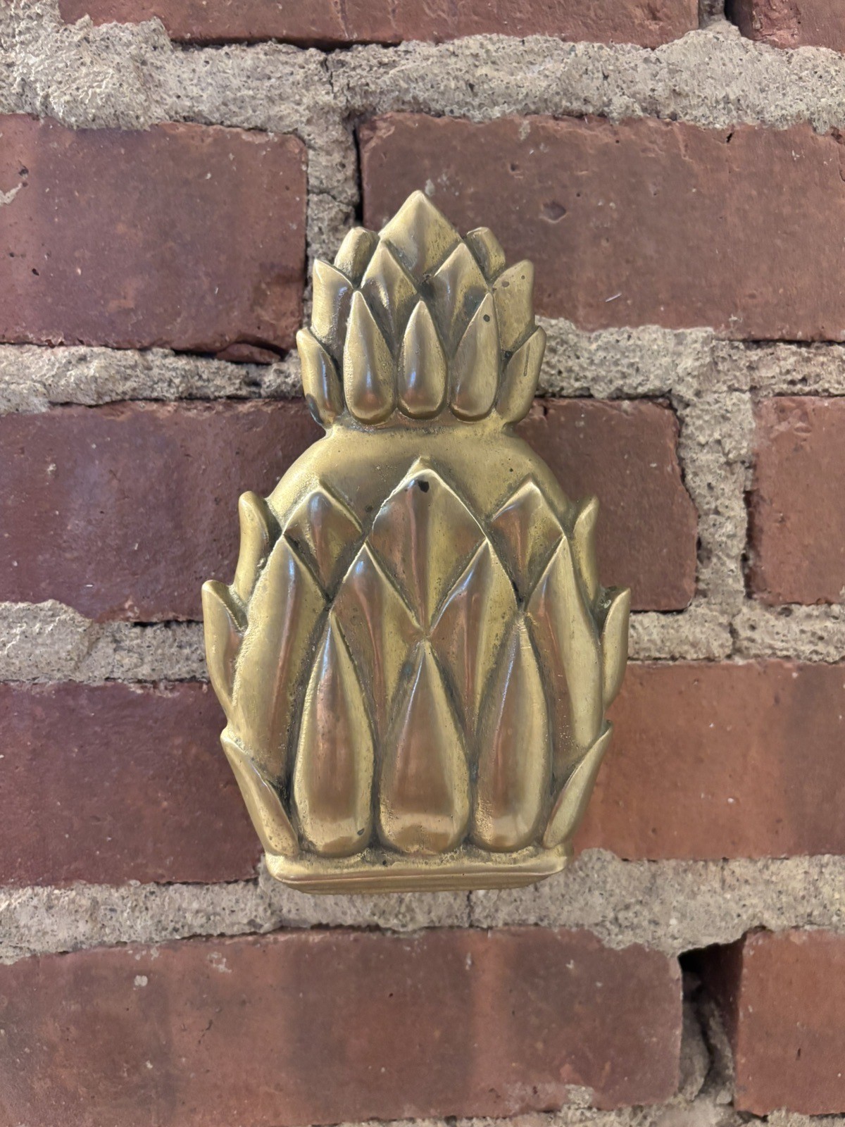 Vintage Heavy Solid Cast Brass Ornate Large Door Knocker Pineapple Orig Tag