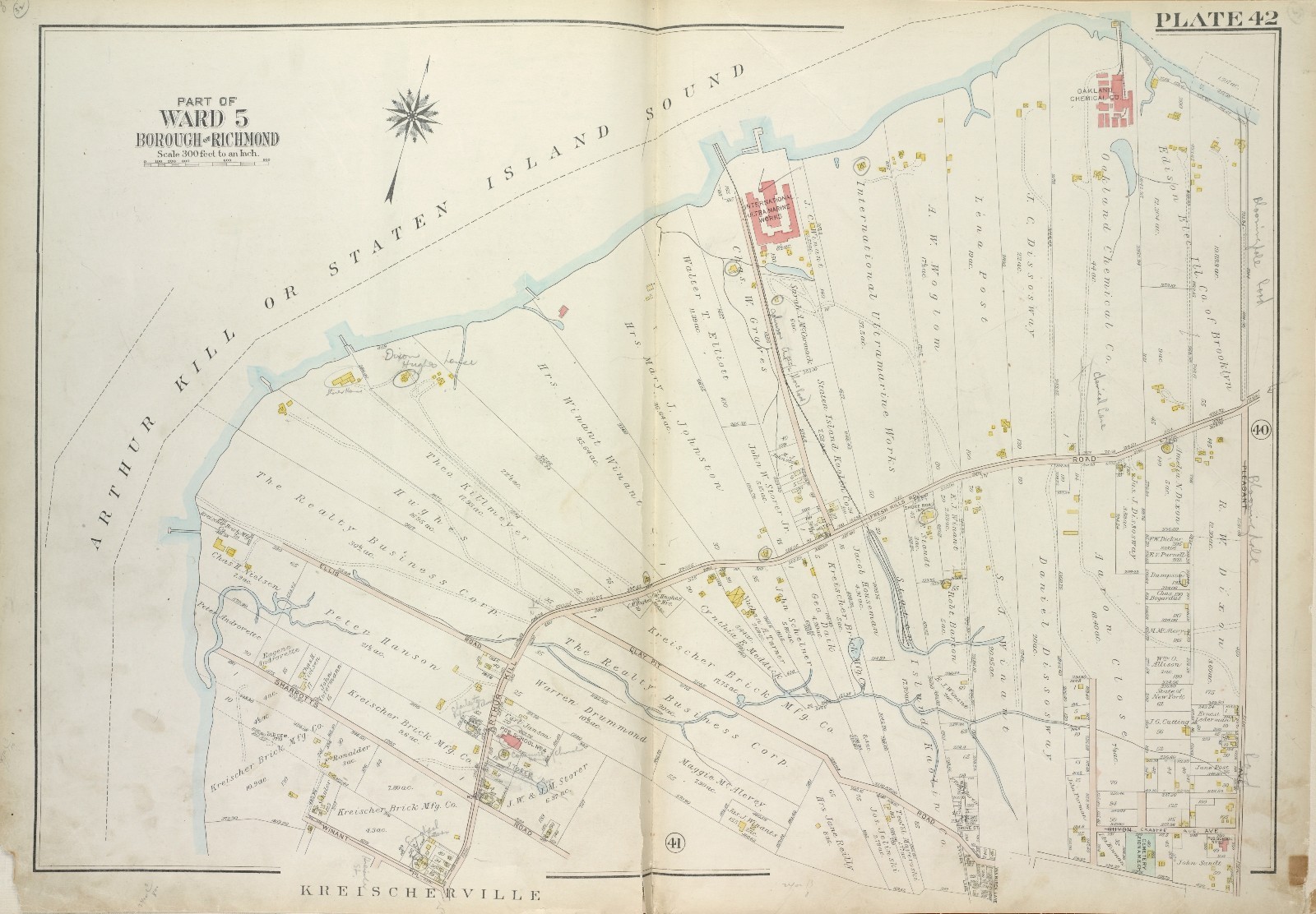 1917 RICHMOND STATEN ISLAND SOUND NY T0 WINANT AV ROSSVILLE PS. 4 & 31 ATLAS MAP