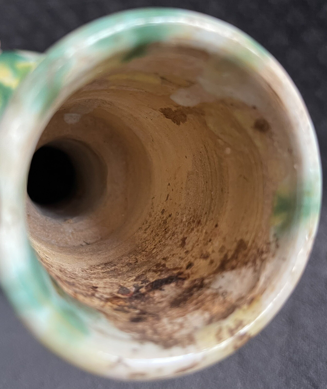 RARE Antique Middle Eastern Drip Splash Glazed Earthenware Bottle Form Vase