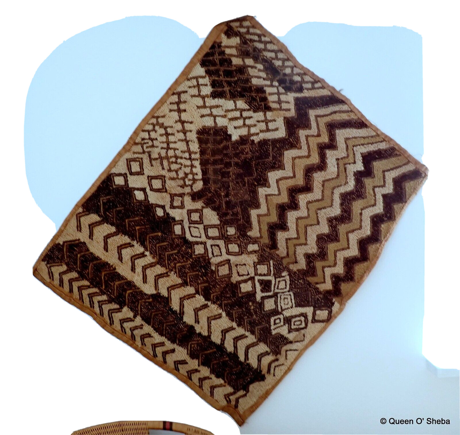 Kuba Cloth Raffia Textile Panel mid 20th C Kongo Africa Wall Art III