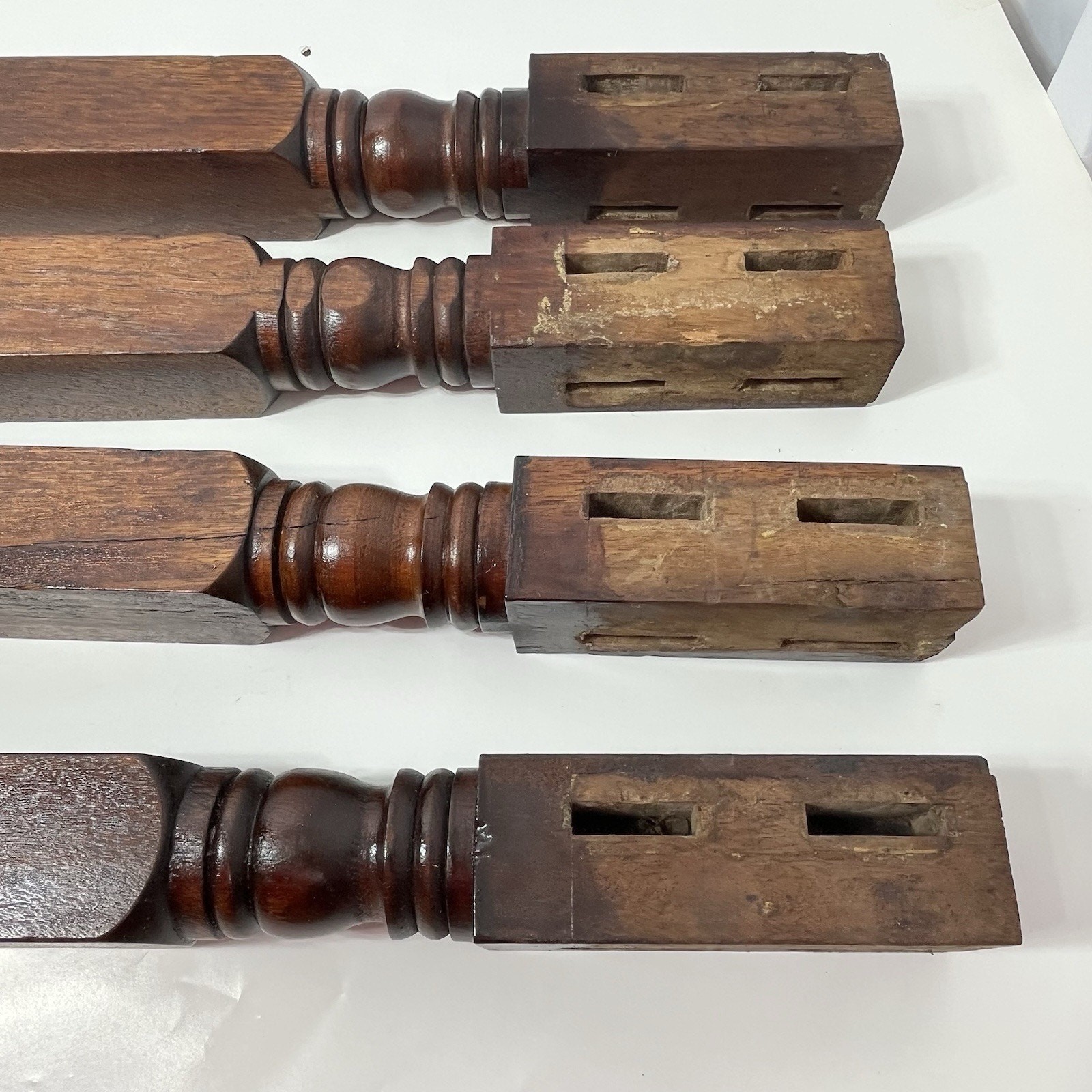 Vintage Handmade Reclaimed Turned Wood 26.5×2.25×2 Straight Furniture Table Legs