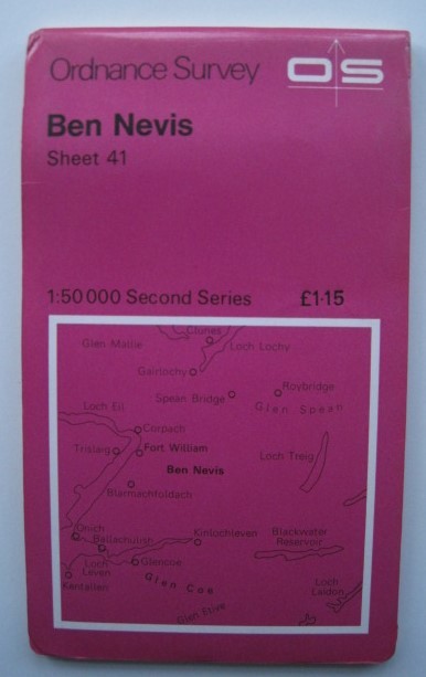 Vintage Ordnance Survey Map Ben Nevis No.41 1:50,000 dated 1976
