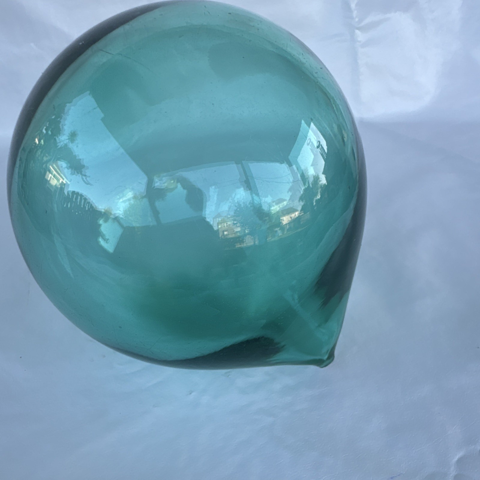 Vintage Authentic Japanese Glass Fishing Float 5″ Teardrop Pear Shape Sea Green