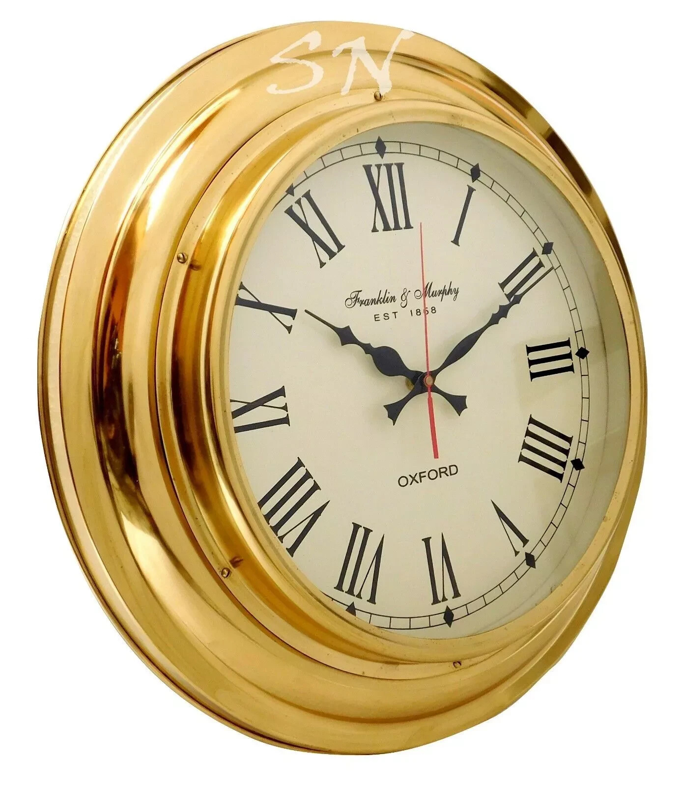 Clock Nautical Antique Full Brass Franklin & Murphy Beach Wall Clock Decor