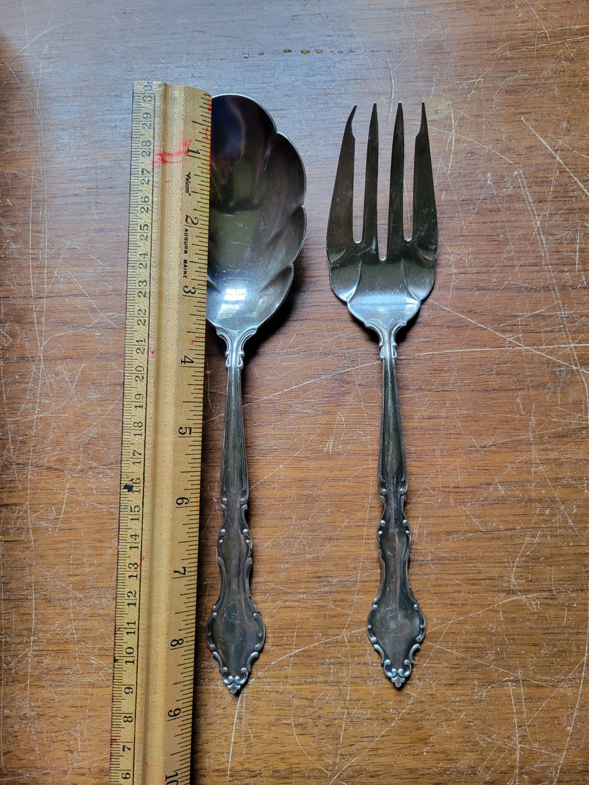 International Deep Silver / Flatware Serving Spoon & Fork