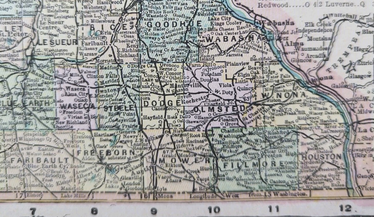 Vintage 1902 MINNESOTA Map 11″x14″ Old Antique Original MINNEAPOLIS ST PAUL MN