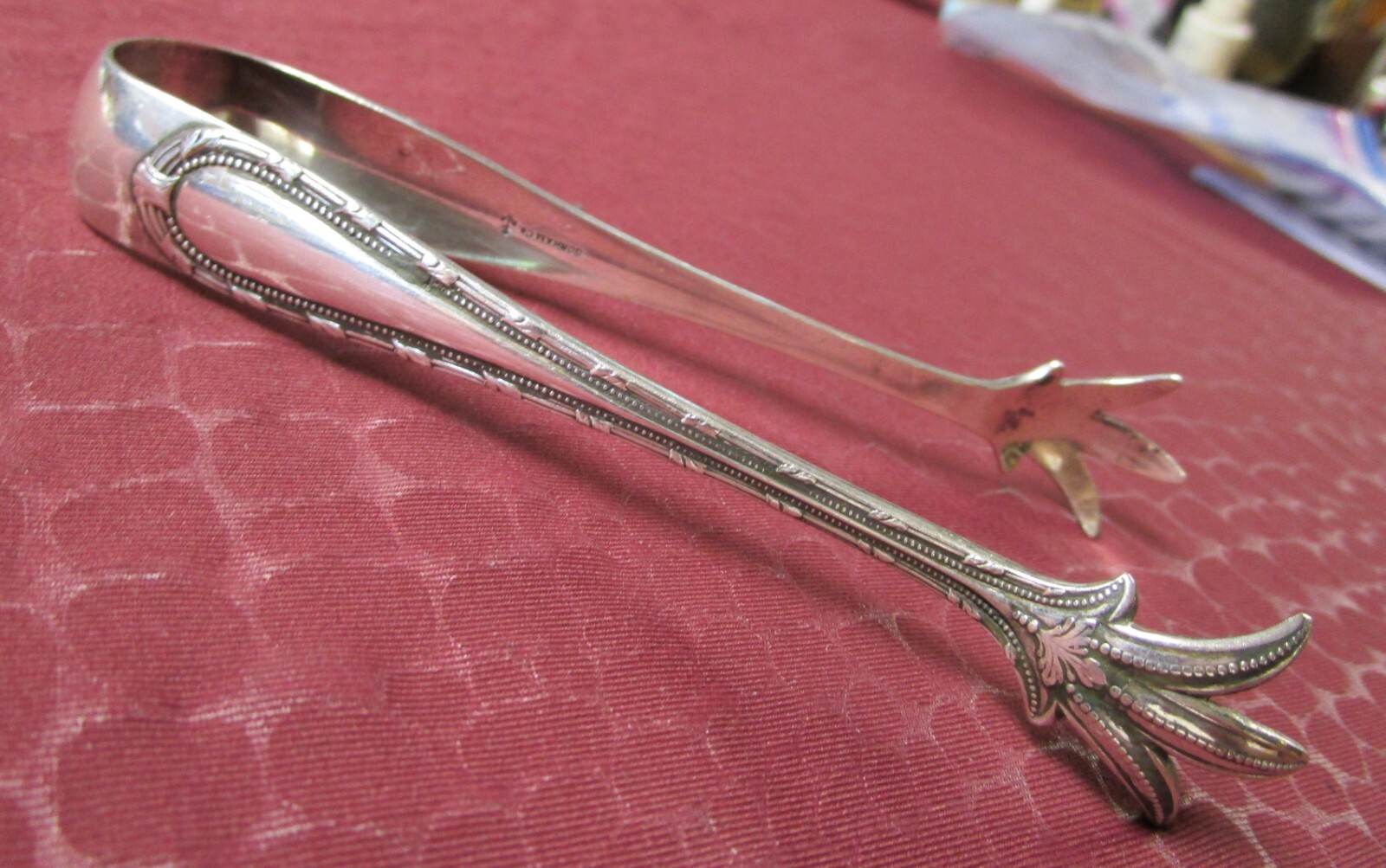 EMPIRE Sugar Tong Gorham Silverplate 1906 Beaded Claws No Monogram G