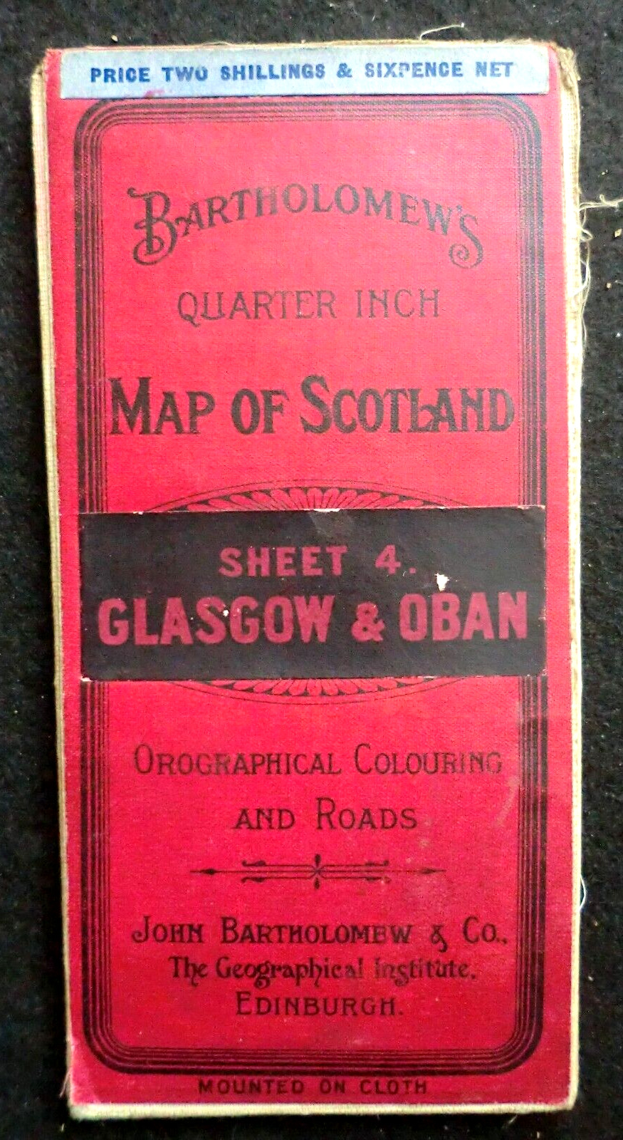 Glasgow & Oban (c1915) Bartholomew’s Quarter Inch Map of Scotland Cloth Sheet #4