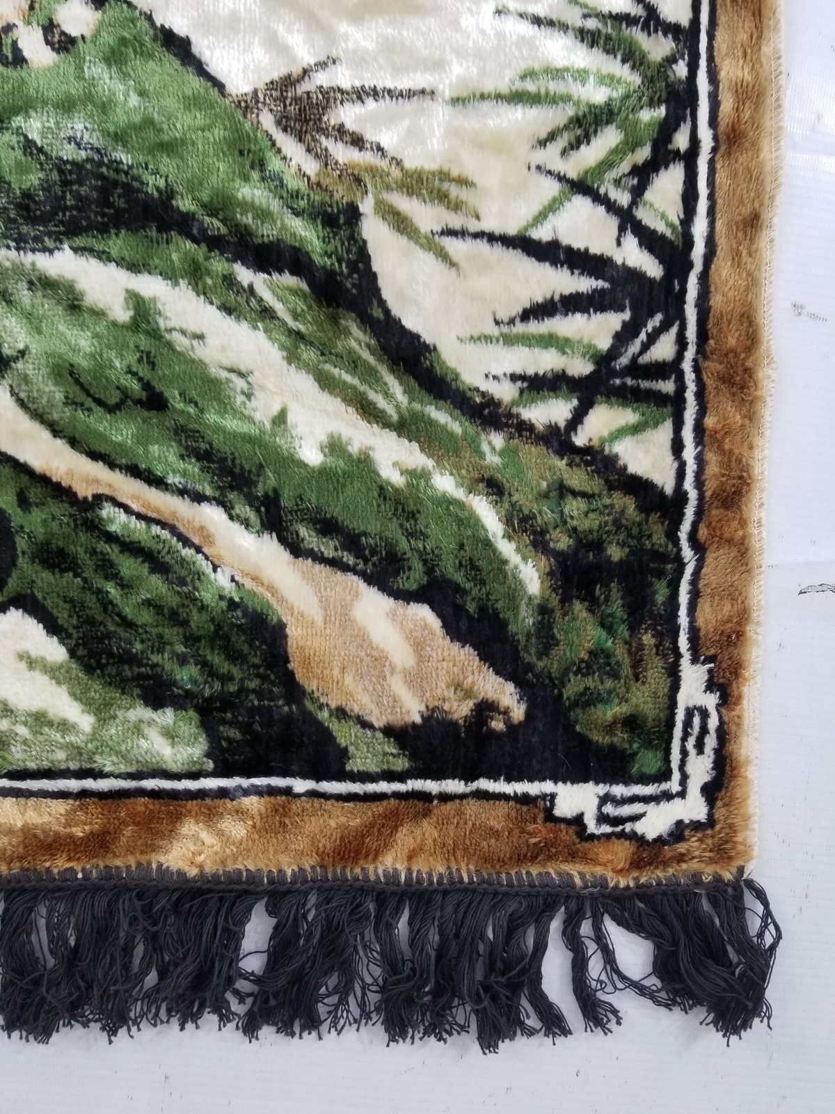 Vintage French Tiger Scene Wall Hanging Tapestry Panel 100x51cm