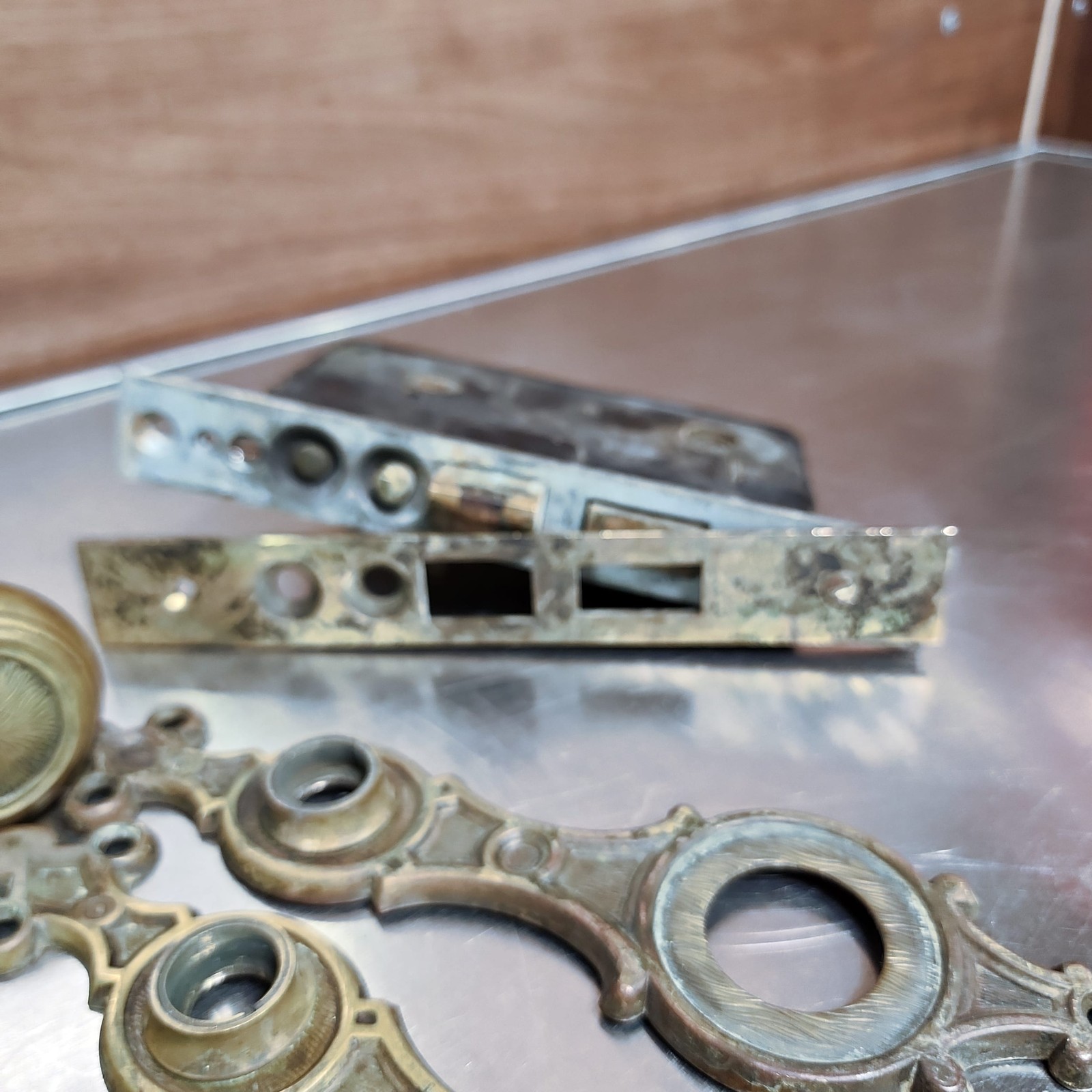 Yale & Towne Derbian Radial Door Knobs 1920s Antique Brass Mortise Lock Set🔑